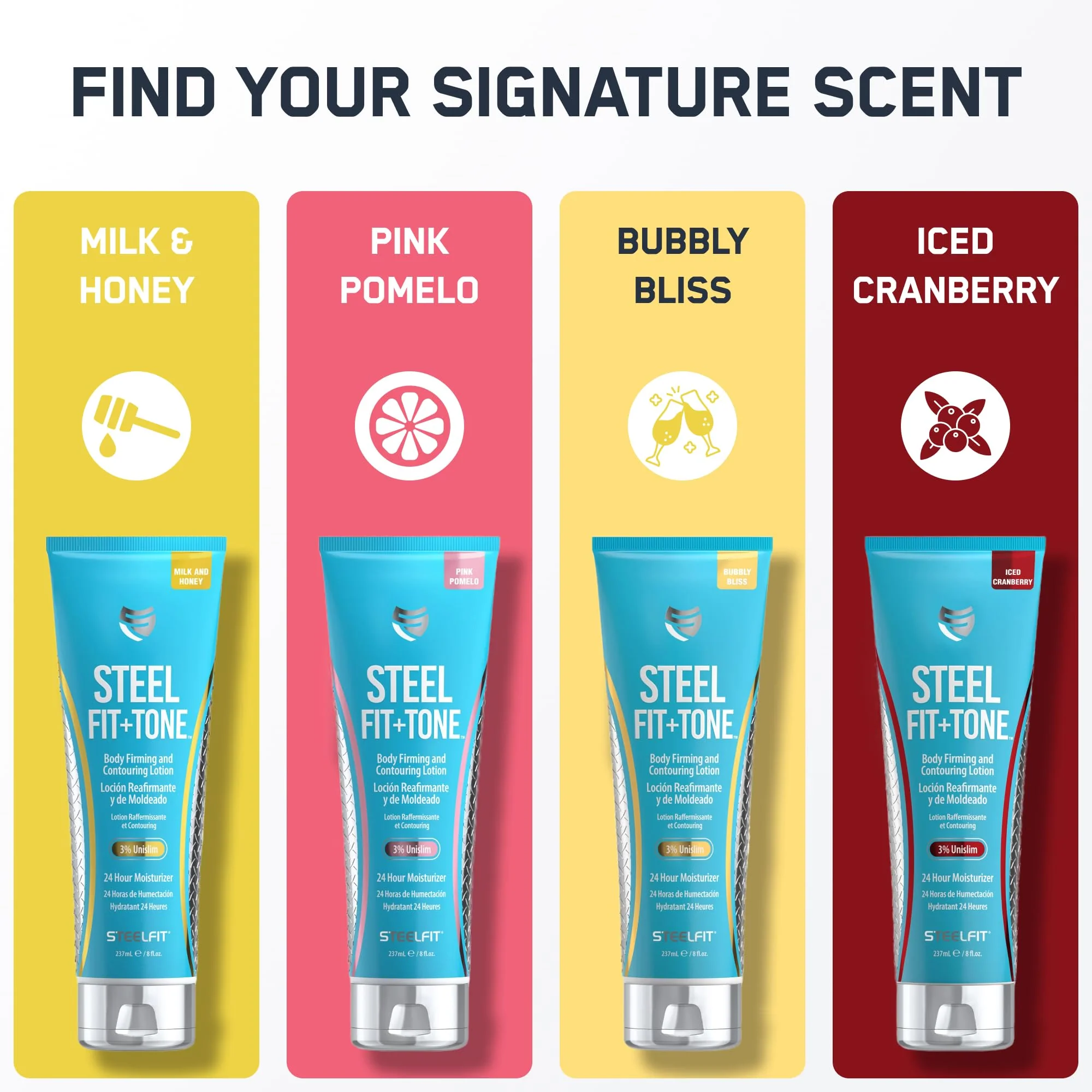 SteelFit Firming Body Lotion - Contouring & Skin Tightening Cream for Body - Firm & Tone Cellulite Remover for Legs Belly & Saggy Skin - Nourishing & Soothing with Shea & Cocoa Butter - Milk & Honey - Image 2