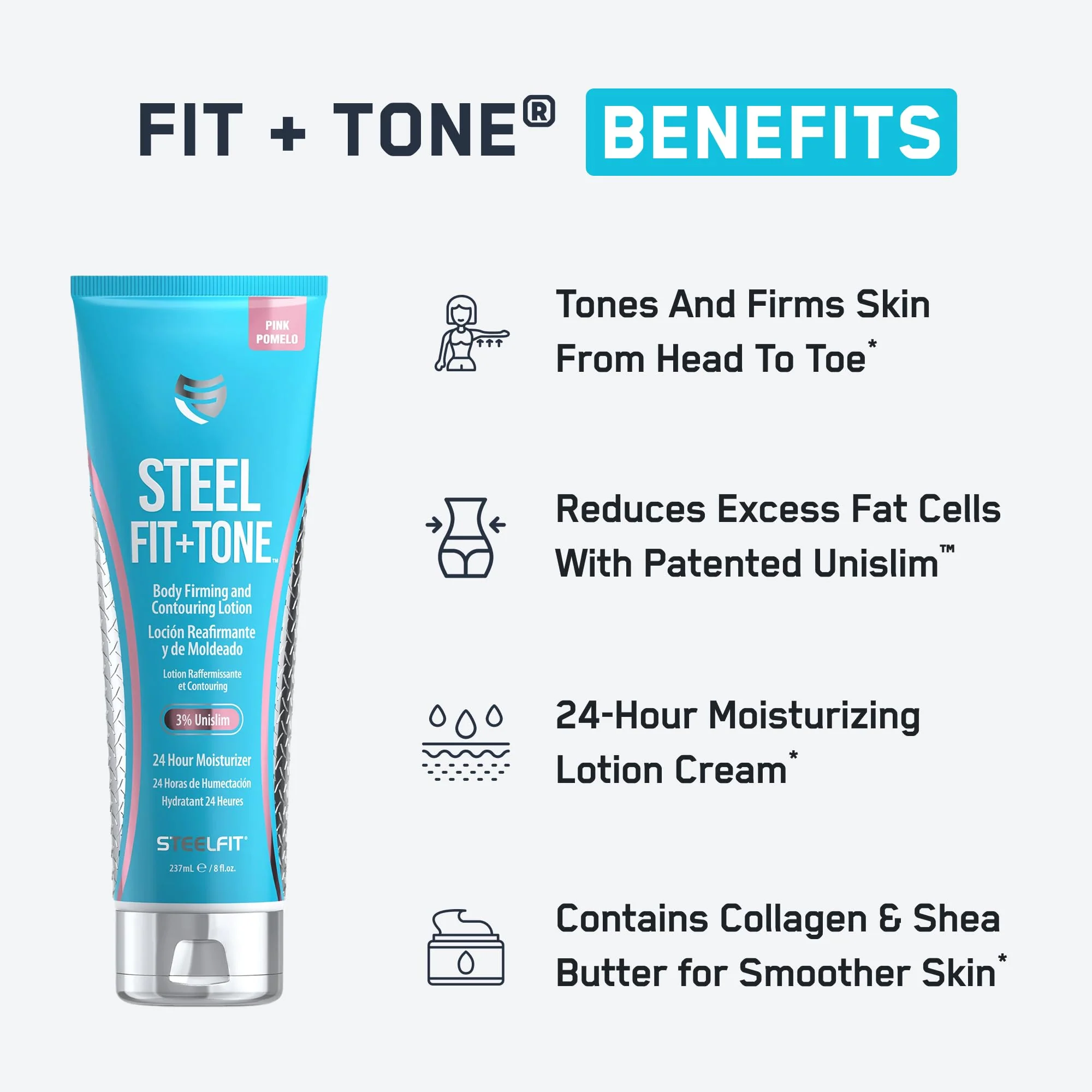 SteelFit Firming Body Lotion - Contouring & Skin Tightening Cream for Body - Firm & Tone Cellulite Remover for Legs Belly & Saggy Skin - Nourishing & Soothing with Shea & Cocoa Butter - Milk & Honey - Image 5