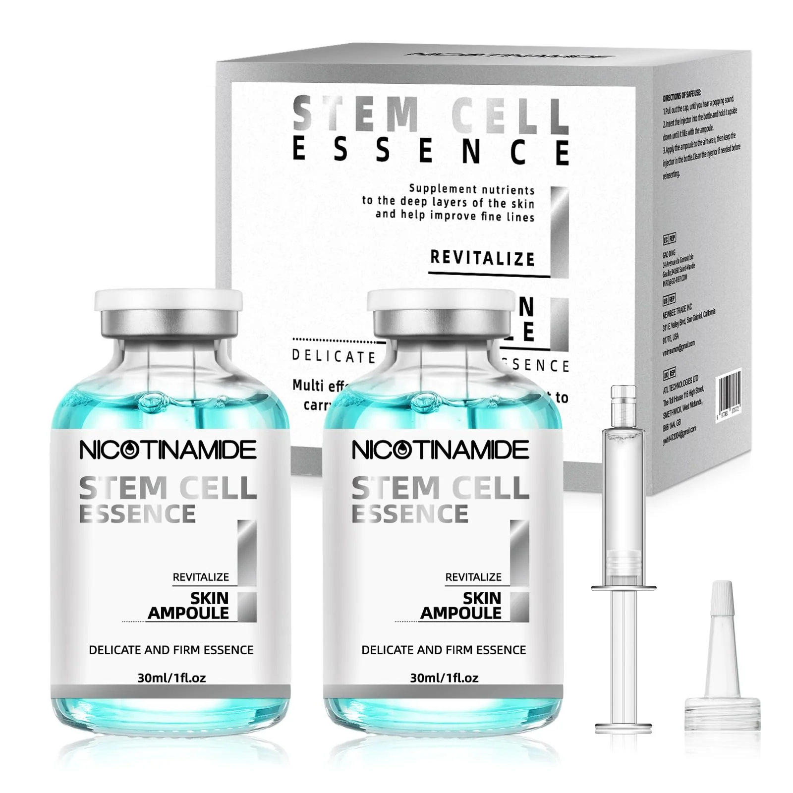 Stem Cell Serum for Face, 2 Pcs Microneedling Serum Ampoule for Anti-Aging, Helps Reduce the Look of Wrinkles and Scars, Hydrating Facial Serum to Use with and Without Micro Needling