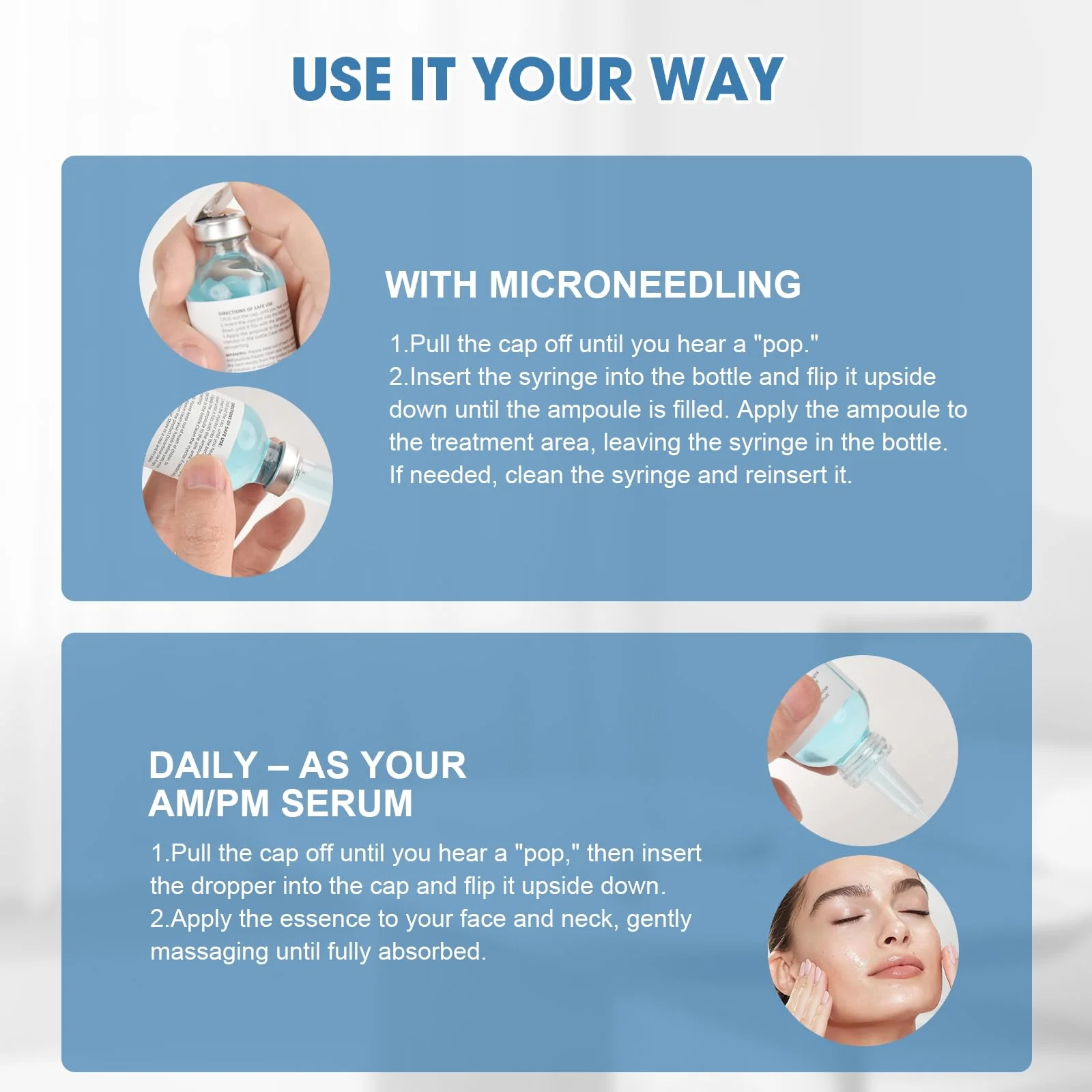 Stem Cell Serum for Face, 2 Pcs Microneedling Serum Ampoule for Anti-Aging, Helps Reduce the Look of Wrinkles and Scars, Hydrating Facial Serum to Use with and Without Micro Needling - Image 3