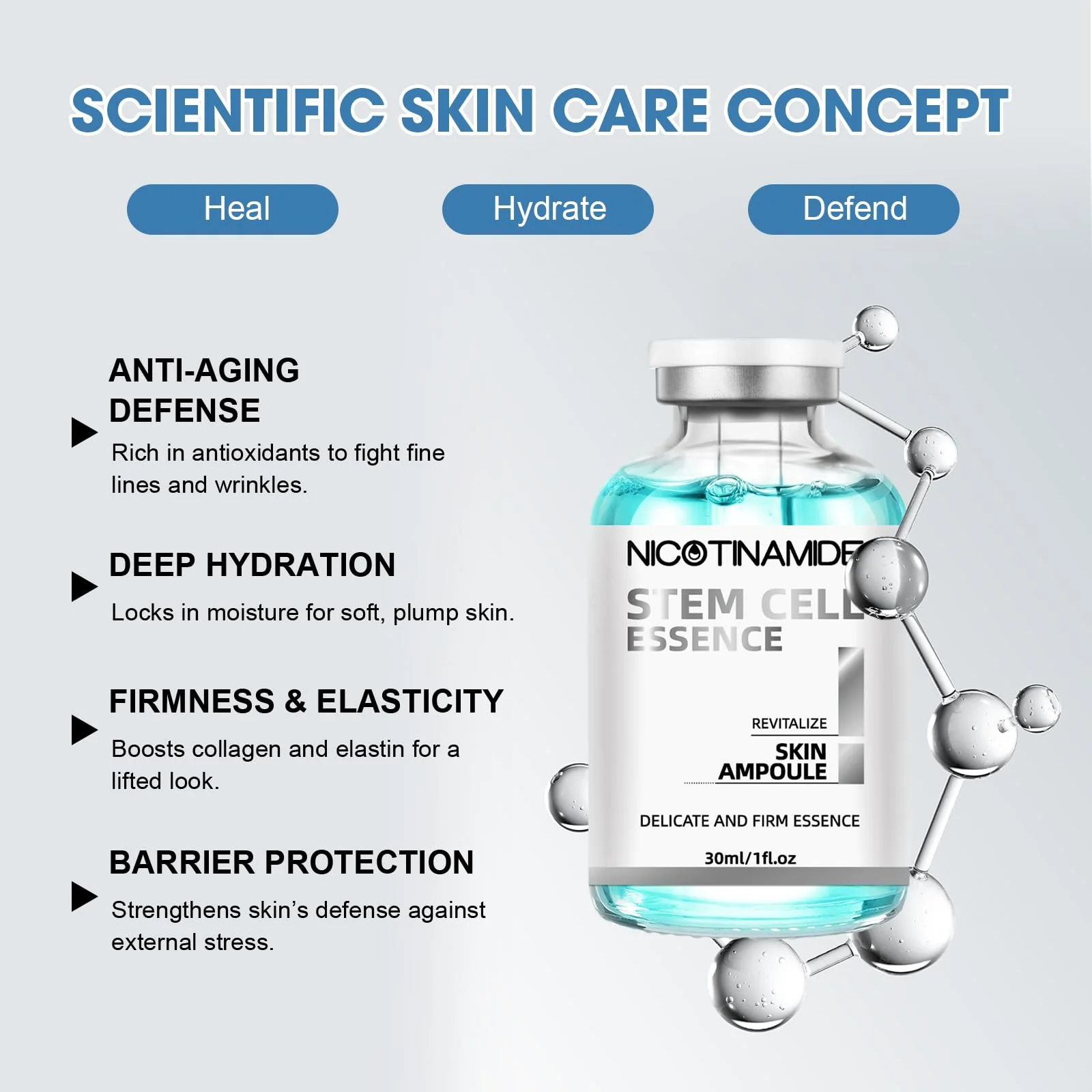 Stem Cell Serum for Face, 2 Pcs Microneedling Serum Ampoule for Anti-Aging, Helps Reduce the Look of Wrinkles and Scars, Hydrating Facial Serum to Use with and Without Micro Needling - Image 4