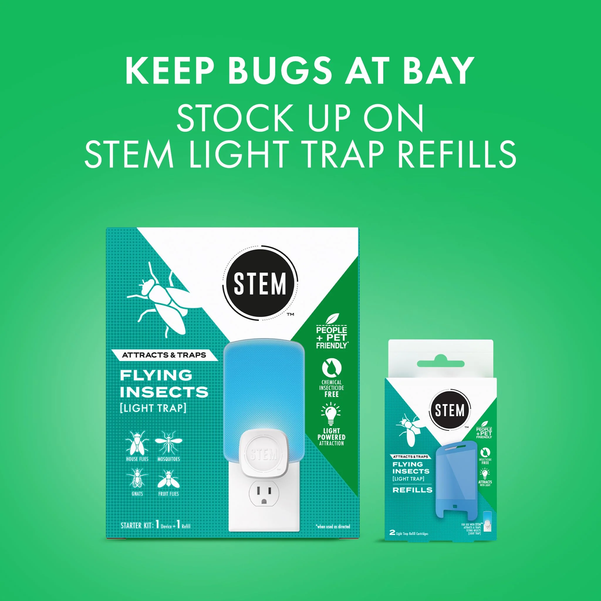 STEM Insect Light Trap Refill Cartridges, Indoor Fruit Fly Trap, Insecticide-Free Pest Control for Home, Attracts and Traps Flying Insects, Official STEM Refills - 3 Count - Image 8