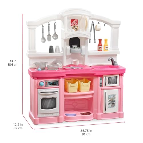 Step2 Fun with Friends Kids Kitchen Playset, Indoor/Outdoor Kitchenette, Interactive Play with Lights and Sounds, Durable Plastic, Includes 25 Piece Toy Accessories, Toddlers 2+ Years Old, Pink - Image 2