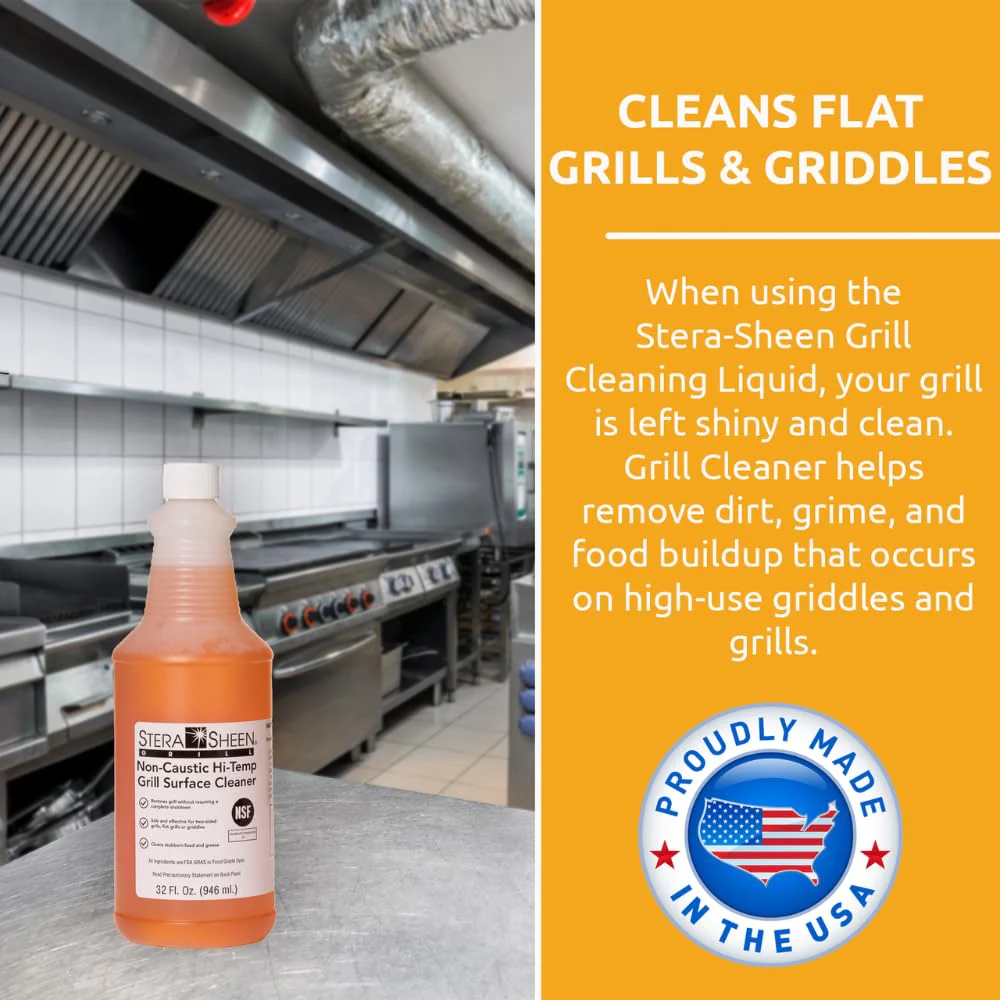 Stera Sheen - Grill Cleaner - Food Safe, Non-Caustic Formula - Restaurant & Cafe Quality Cleaner for Flat Top Grills and Griddles - Eliminate Tough Encrusted Grease - 32 fl oz Bottle (1 count) - Image 3