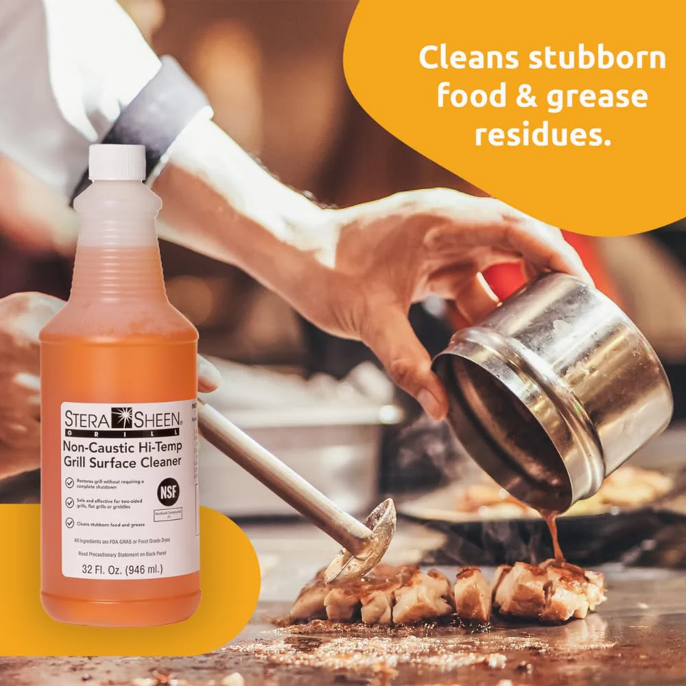 Stera Sheen - Grill Cleaner - Food Safe, Non-Caustic Formula - Restaurant & Cafe Quality Cleaner for Flat Top Grills and Griddles - Eliminate Tough Encrusted Grease - 32 fl oz Bottle (1 count) - Image 5