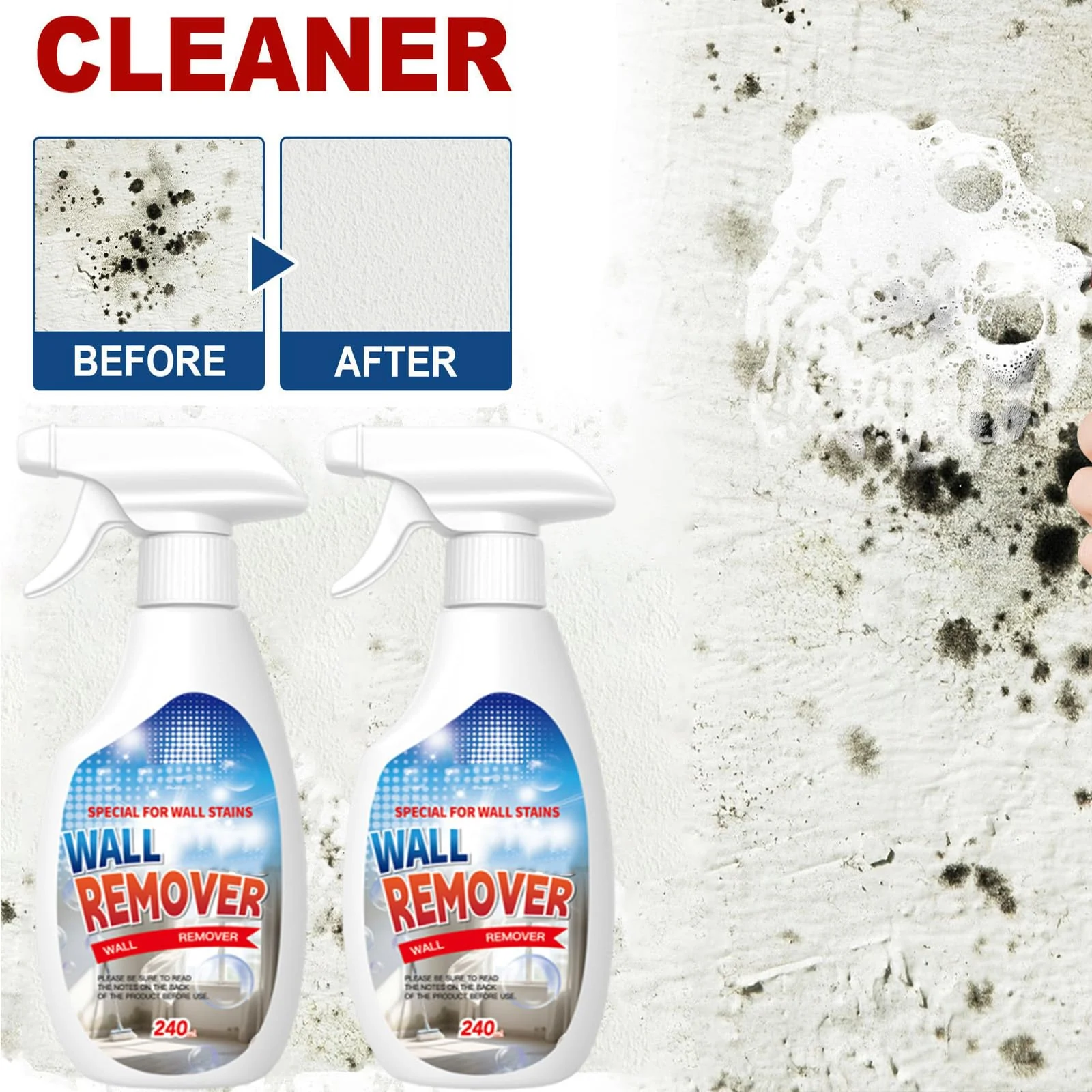 Steriqotu Highly Effective Removal Spray,Fiell Wall Remover,Wall Stain Remover For Painted Walls,WallCleaning Spray,Multi-Surface Cleaning Solution,Dirt, Dust And Stain Remover (2pc) - Image 7