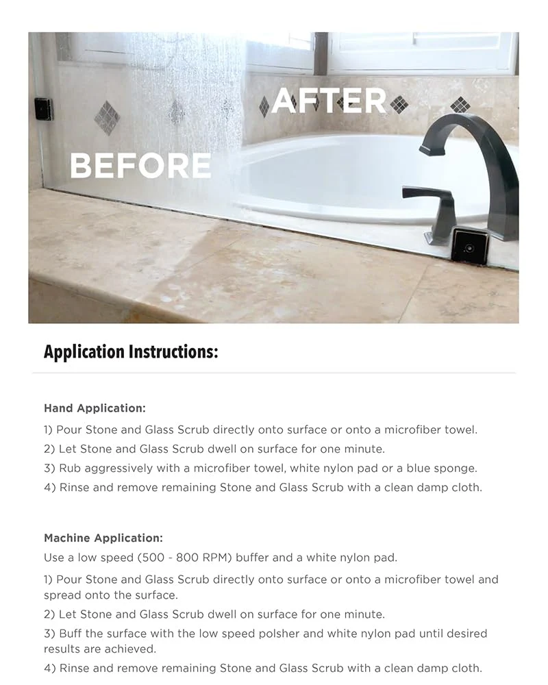 Stone Pro Stone and Glass Scrub - Hard Water Stain Remover - Remove Spots on Glass, Natural Stone, Quartz, & Metal Fixtures (Quart) - Image 2