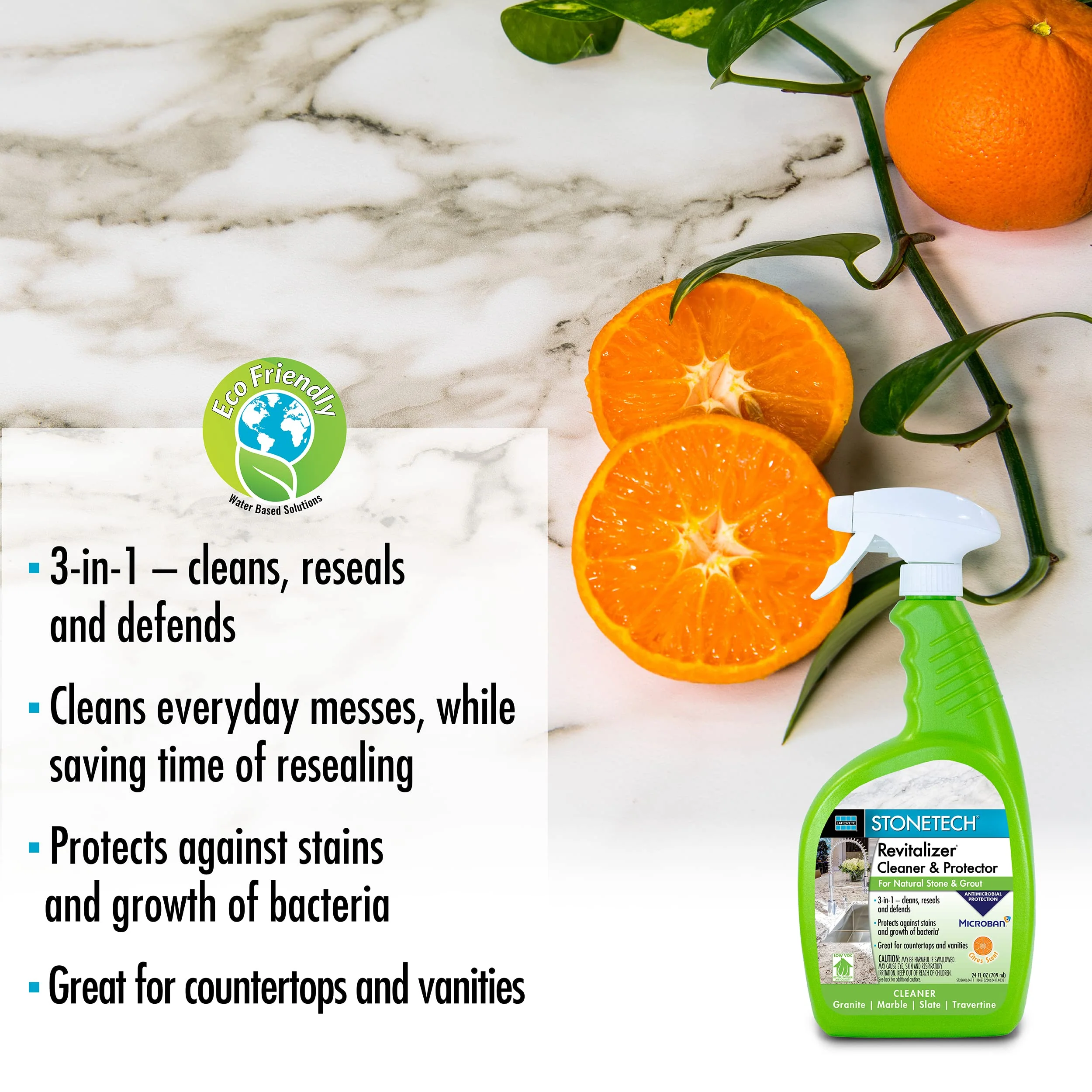 StoneTech Revitalizer Cleaner and Protector for Natural Stone Countertops and Surfaces, 24-Ounce Spray, Citrus Scent - Image 4