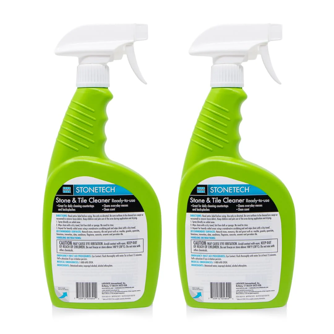 StoneTech Stone & Tile Cleaner Spray – Daily Cleaner for Granite, Marble, Ceramic, Porcelain & Stone – Removes Spills, Dirt & Grease – pH Neutral - 2-Pack, 24oz each + 2 Microfiber Cloths - Image 7