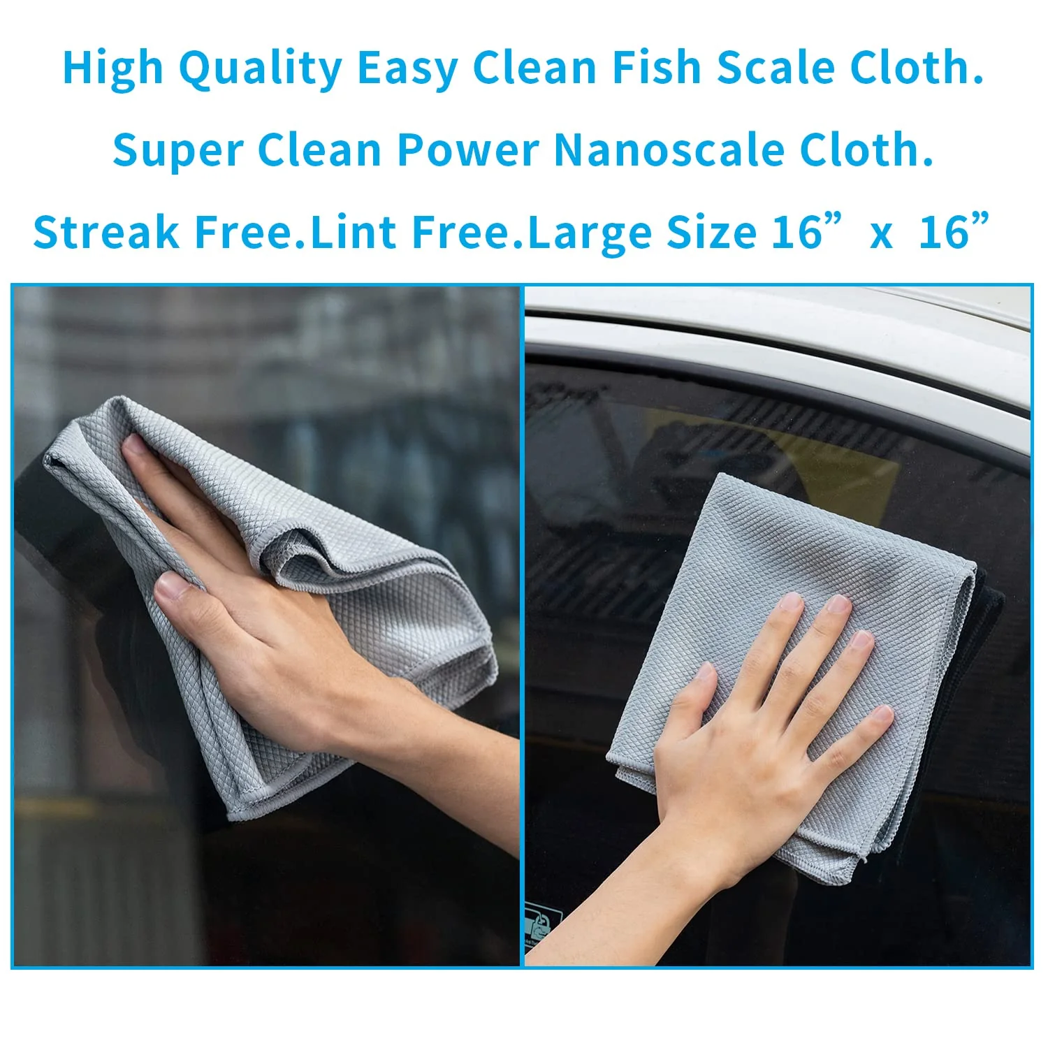 Streak Free Miracle Cleaning Cloths Easy Clean Nanoscale,Fish Scale Microfiber Window Mirror Glass Car Stainless Steel Cleaning,Lint Free Dish cloth Wine Glass Polishing Towel,Reusable,Pack 6,Blue - Image 8