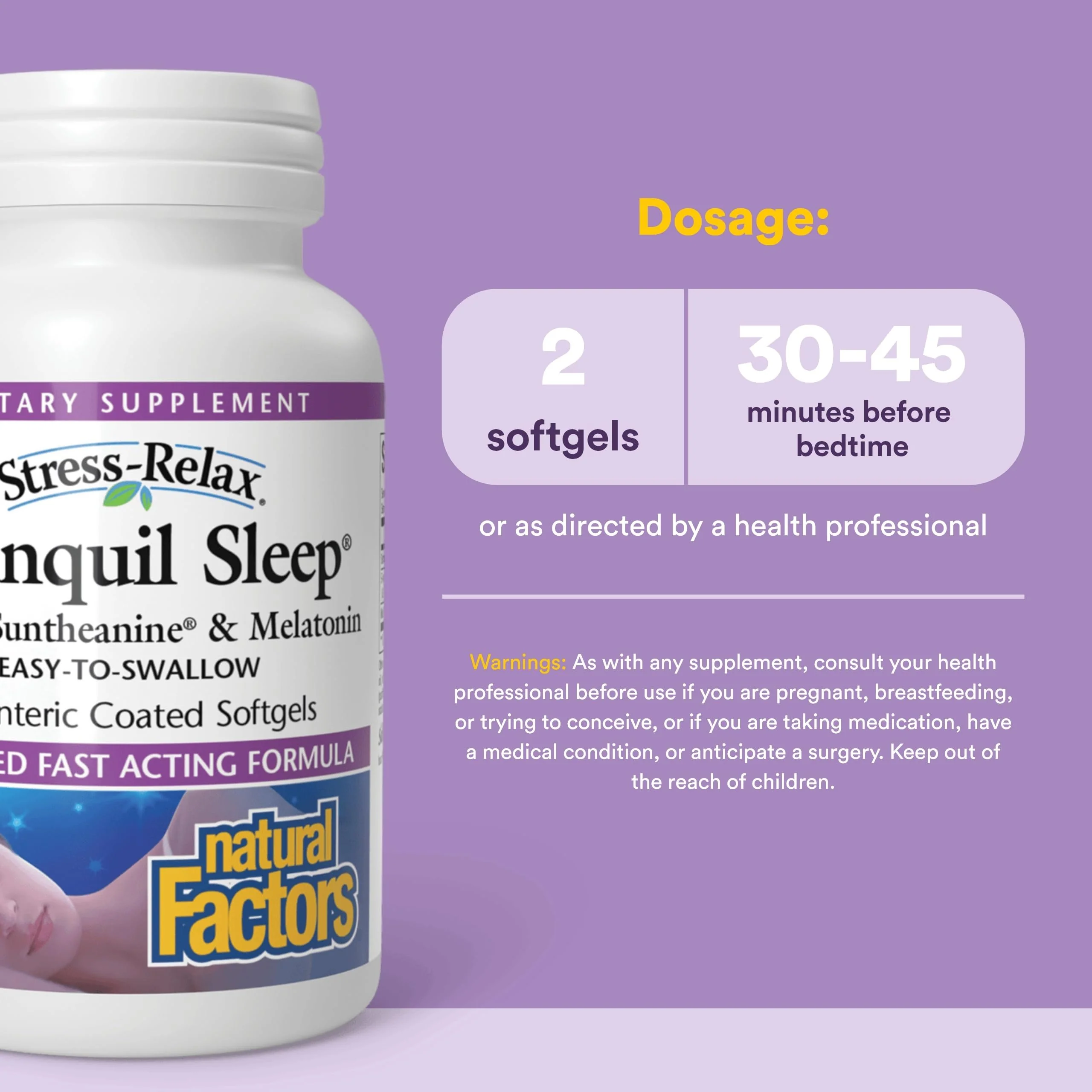 Stress-Relax Tranquil Sleep by Natural Factors, Sleep Aid with Suntheanine L-Theanine, 5-HTP, Melatonin, 90 Softgels - Image 8