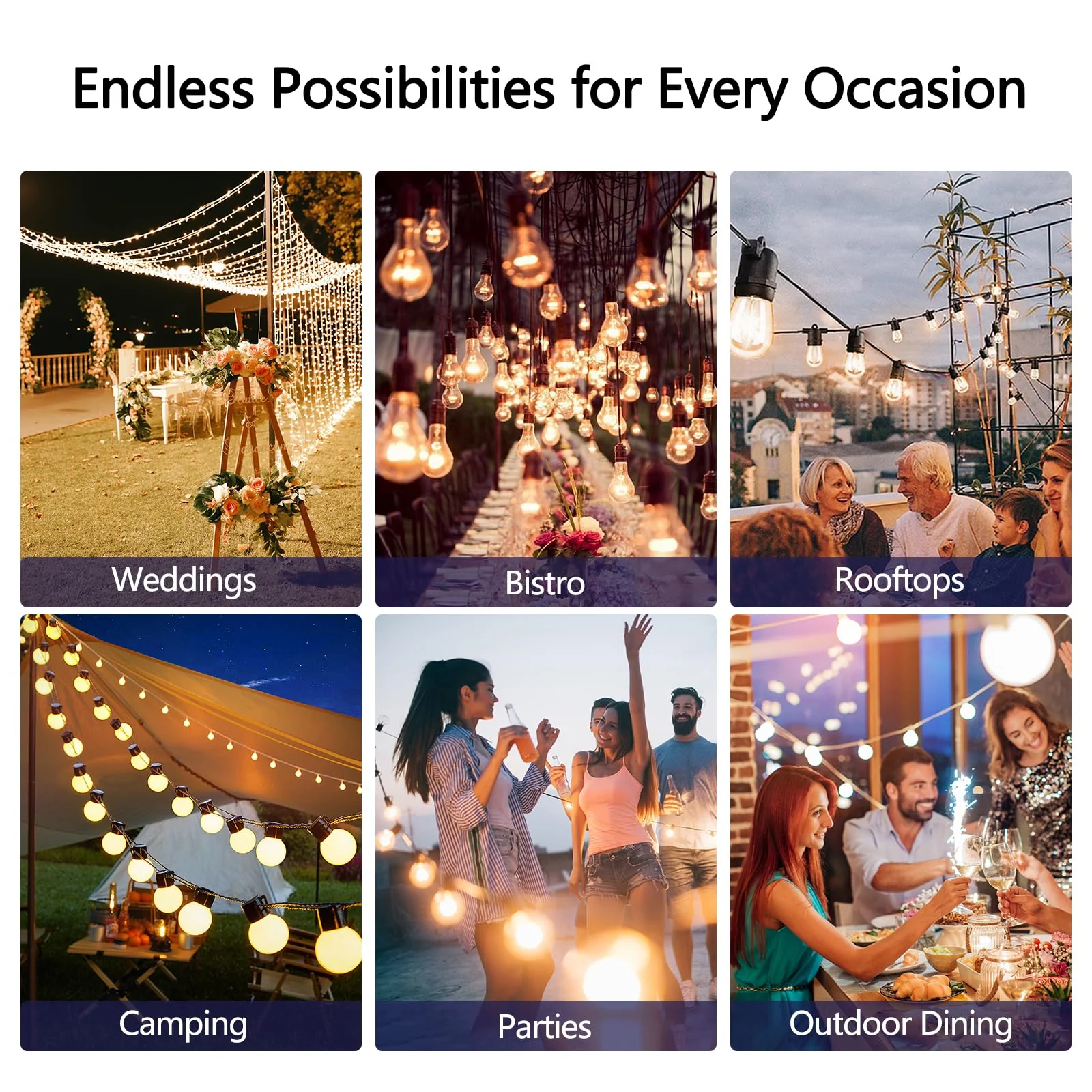 Stright 60FT Solar String Lights Outdoor Weatherproof with Remote, Solar Powered LED Edison Bulb 15 Sockets Outdoor String Lights for Outside Patio Backyard Fence Halloween Christmas Decorations - Image 3