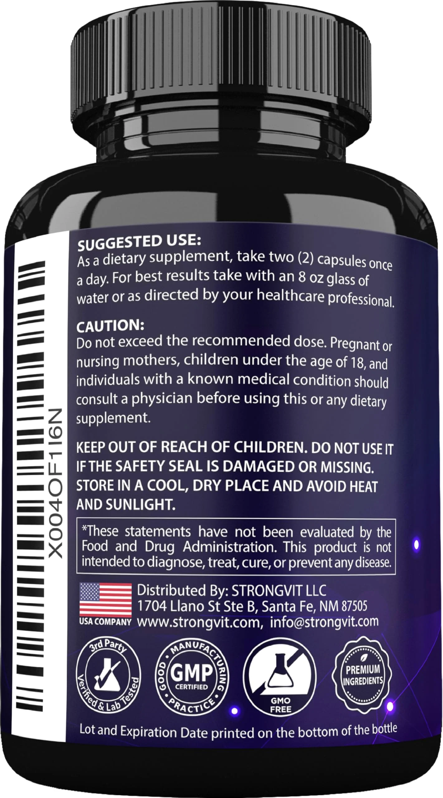 StrongVit Biotin with Hyaluronic Acid, Keratin, and Collagen Supplements - Hair Growth Vitamins for Women, Healthy Nails and Skin, B1, B2, B3, B6, B7 Complex, USA (120 Capsules) - Image 3