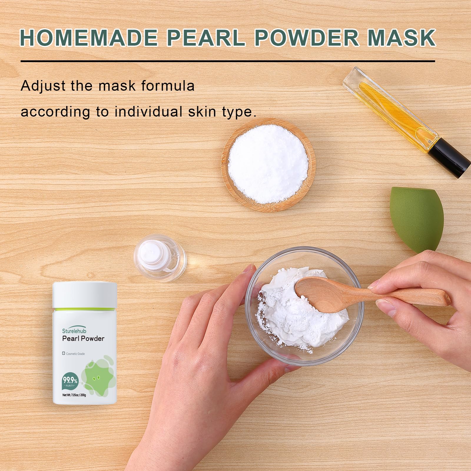 Sturelehub Pearl Powder Organic, for Face, 7.05OZ / 200g 99.9% Purity, Cosmetic Grade, for DIY Mask, Cream And Lotion, Organic Pearl Powder For Homemade Cosmetics - Image 3