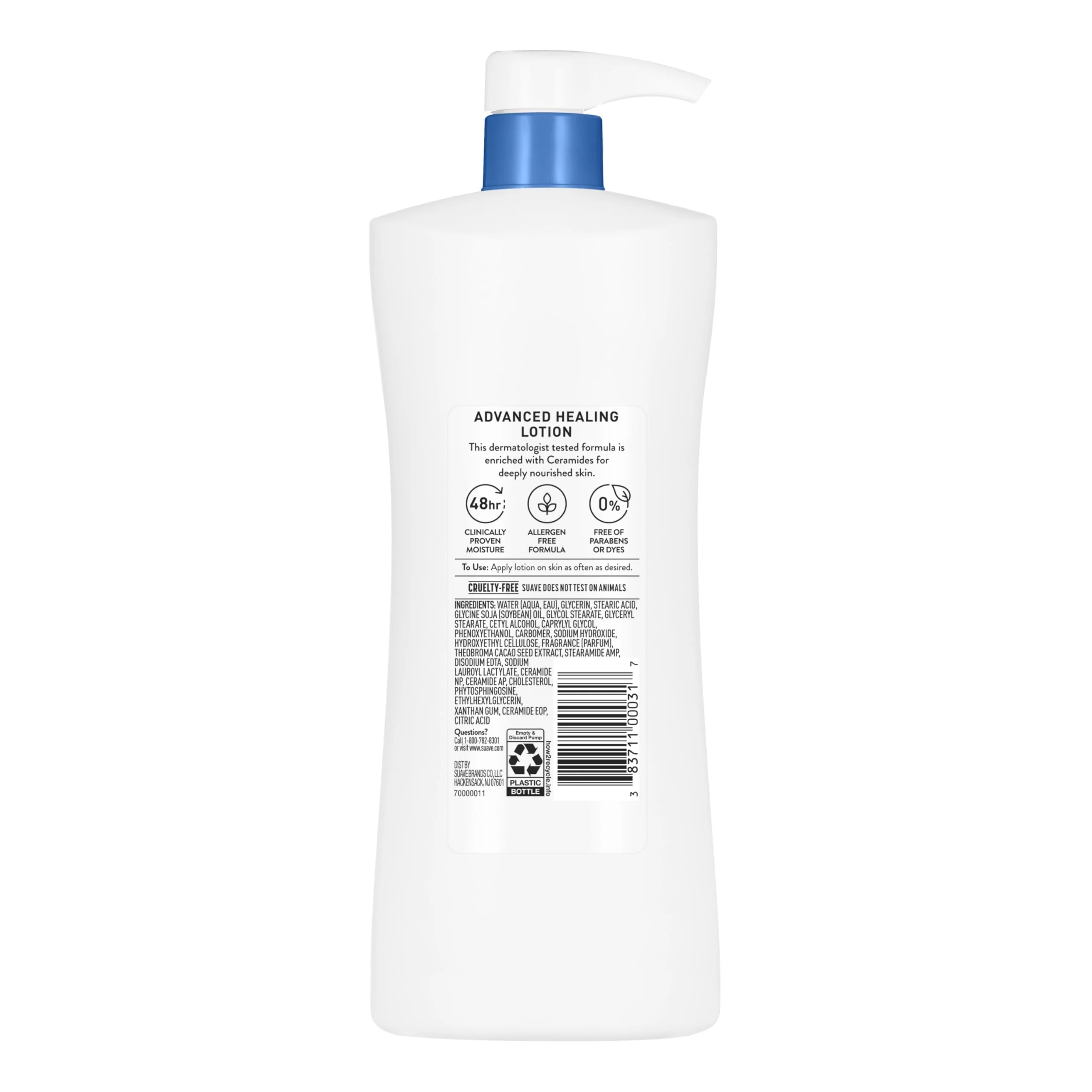 Suave Advanced Healing Hand & Body Lotion for Women With Ceramides for Very Dry Skin, Hydrating, Non-Greasy, Allergen-Free Moisturizing Cream, Lightly Scented, 28 FL OZ Pump, 4 Pack - Image 3