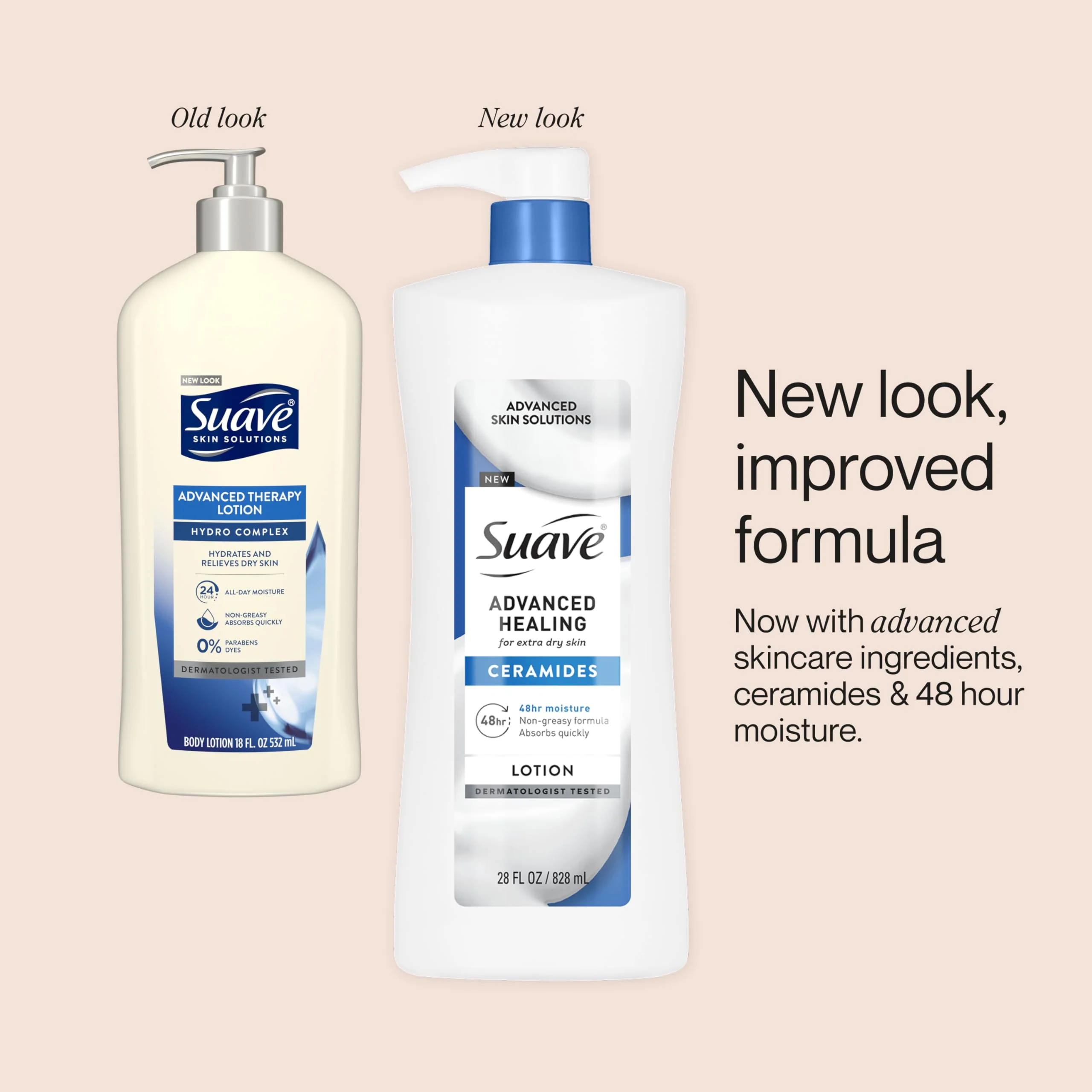 Suave Advanced Healing Hand & Body Lotion for Women With Ceramides for Very Dry Skin, Hydrating, Non-Greasy, Allergen-Free Moisturizing Cream, Lightly Scented, 28 FL OZ Pump, 4 Pack - Image 4