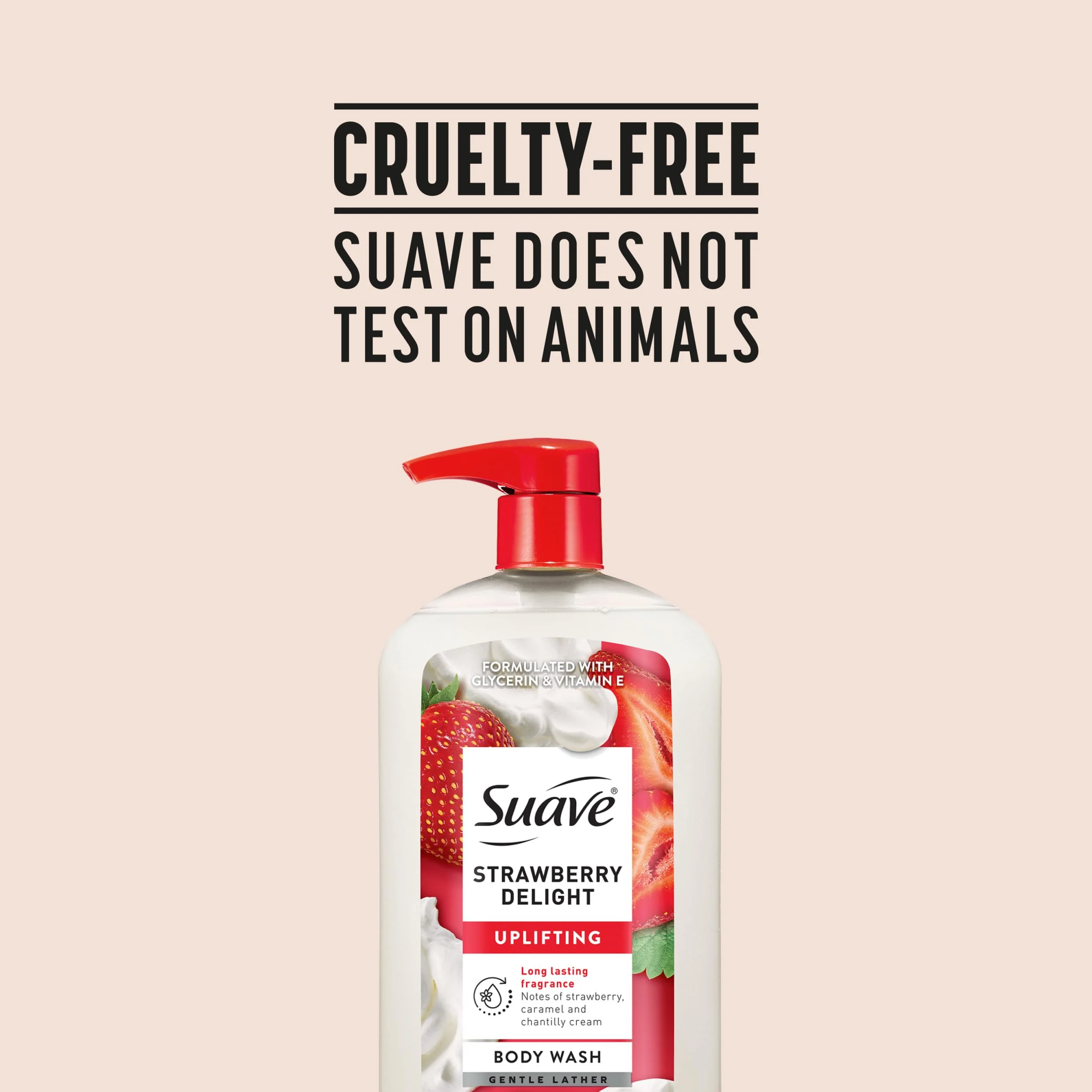 Suave Strawberry Delight Uplifting Body Wash, Formulated with Glycerin and Vitamin E for Hydrating and Gently Cleansing Skin, 30 oz pump, 4 Pack - Image 2
