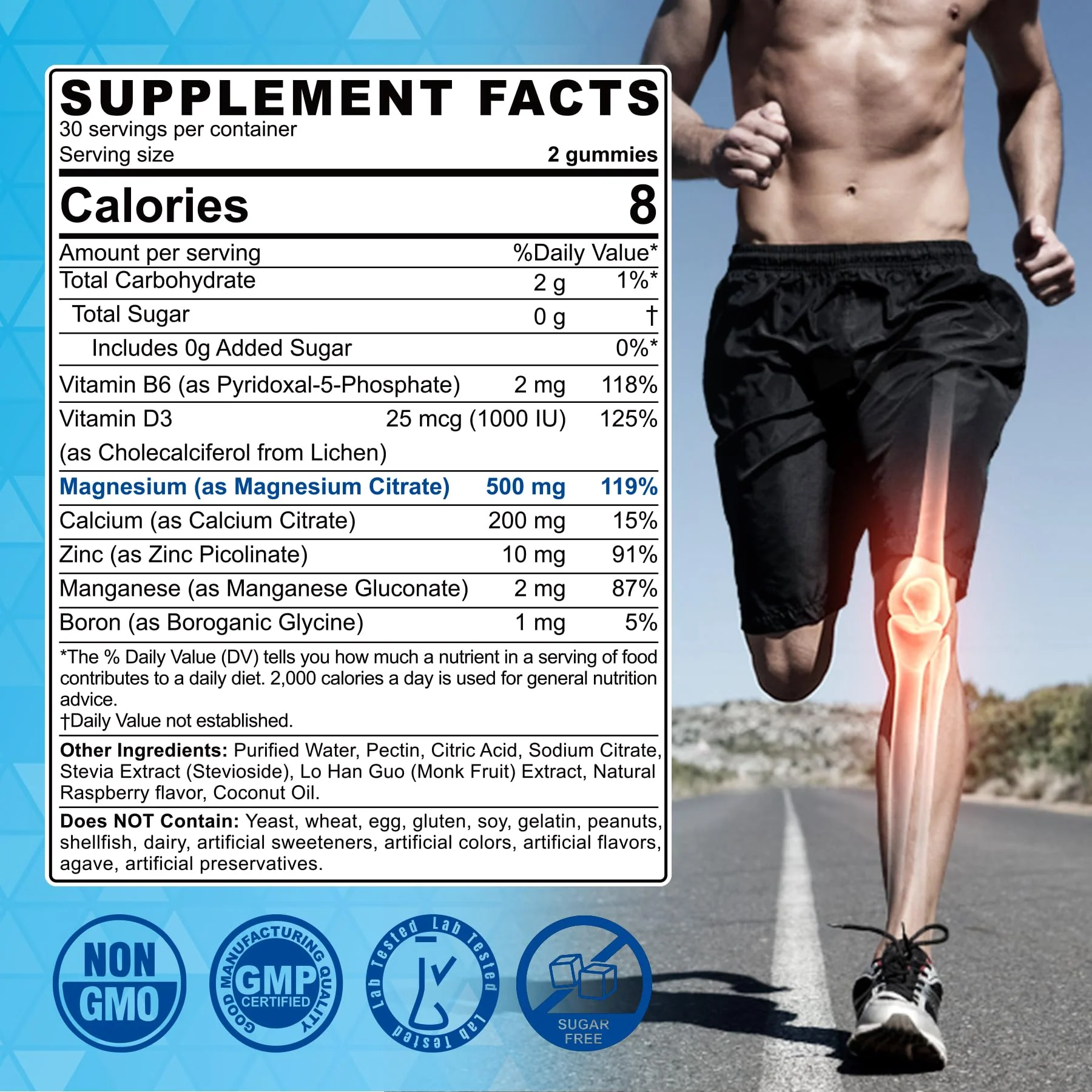 Sugar Free Magnesium Citrate Gummies 500mg for Women Men, Chelated Magnesium Supplement with B6 for Constipation | Calm Magnesium Gummies for Mood | Calcium Magnesium Zinc D3 Gummy for Bone & Muscle - Image 7