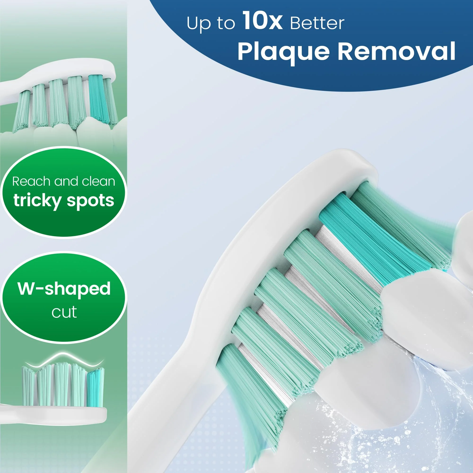 SuitShine Replacement Toothbrush Heads Compatible with Philips Sonicare and More Click-on Handles 6 Pack White - Image 4