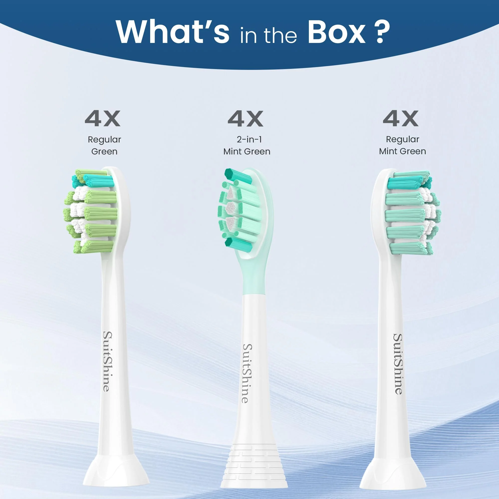 SuitShine Replacement Toothbrush Heads Compatible with Philips Sonicare and More Click-on Handles 6 Pack White - Image 7