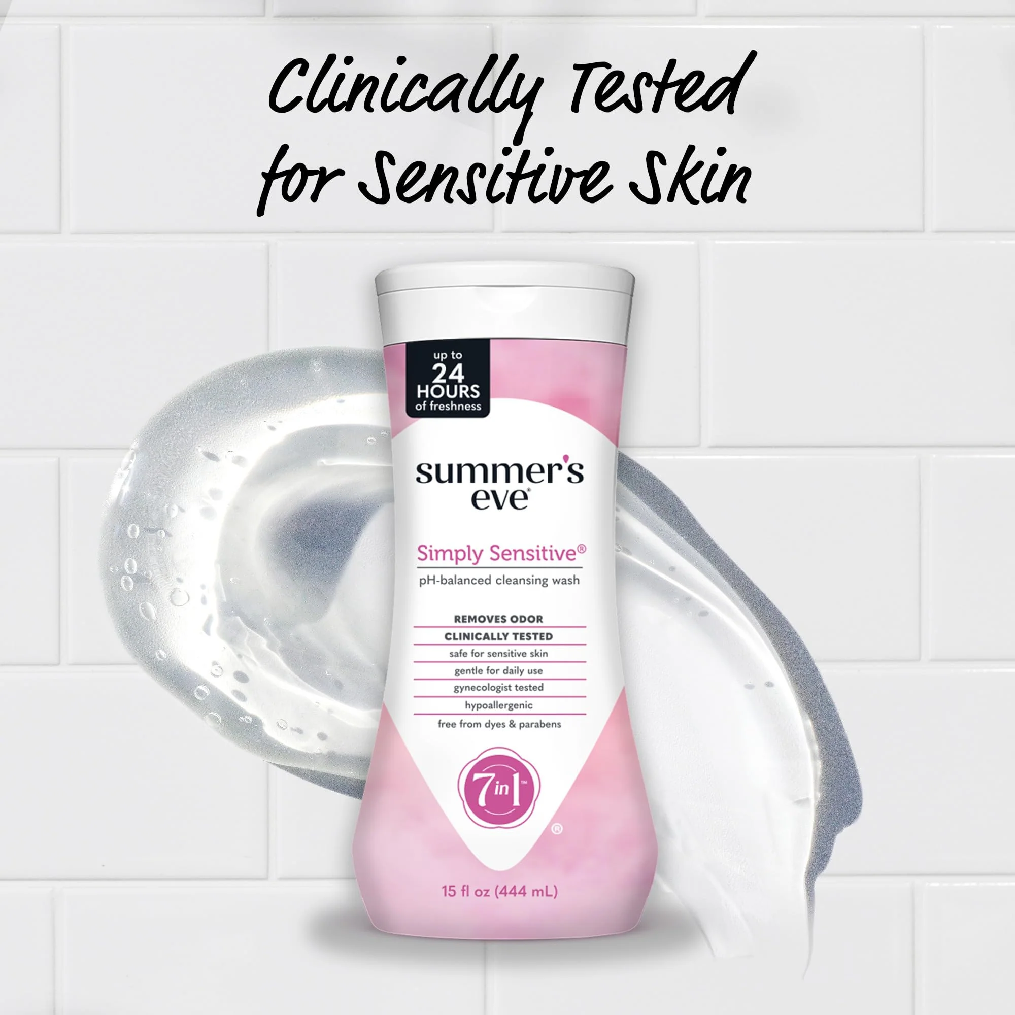 Summer’s Eve Simply Sensitive All-Over Daily Feminine Wash, Gentle pH-Balanced Body Wash for Women, Feminine Care to Remove Vaginal Odor, Gynecologist Tested, 15 Fl Oz, Pack of 3 - Image 4