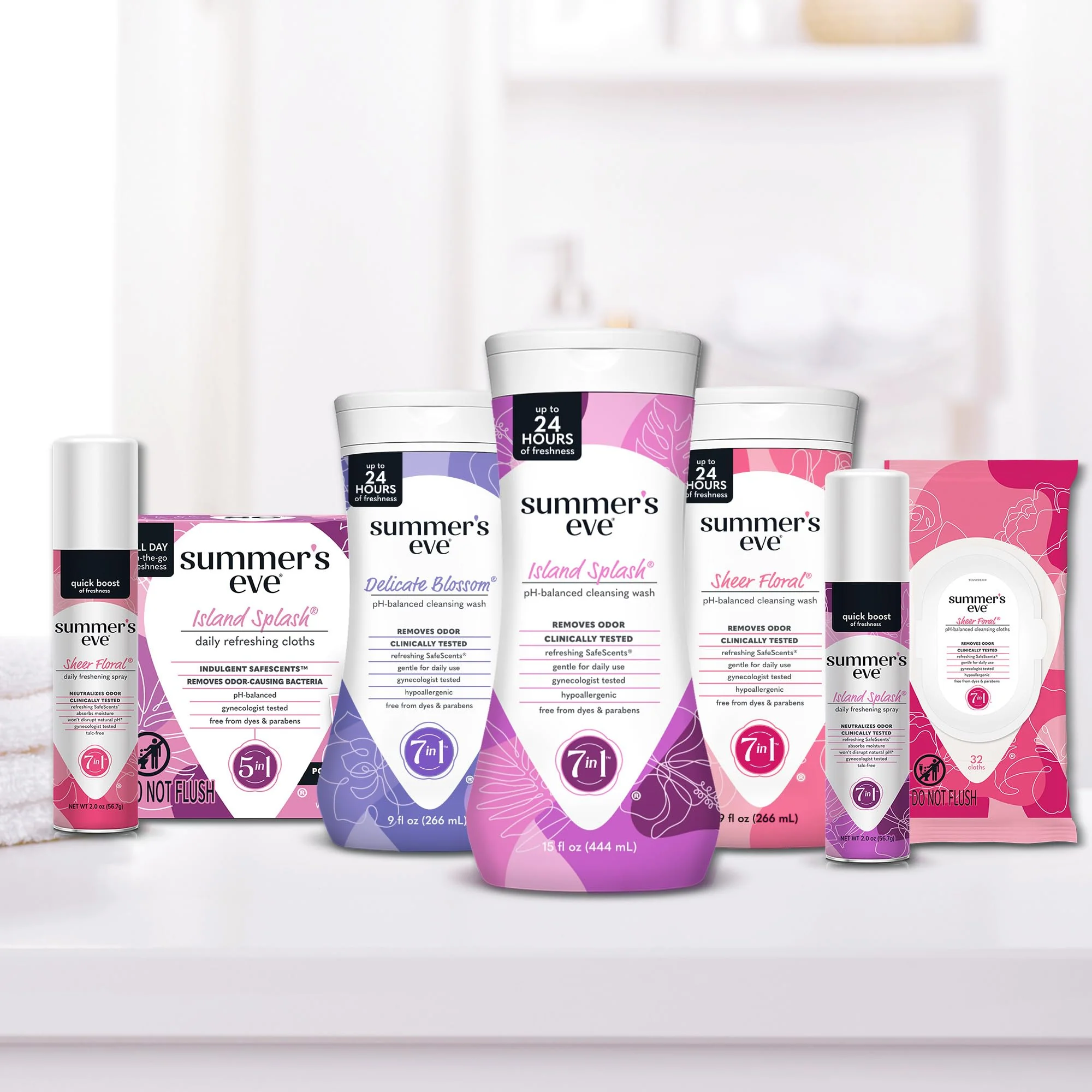 Summer's Eve Blissful Escape Feminine Wipes, Gentle pH-Balanced Formula Helps Control Vaginal Odor, Resealable Pack, 32 Wipes (Pack of 12) - Image 6
