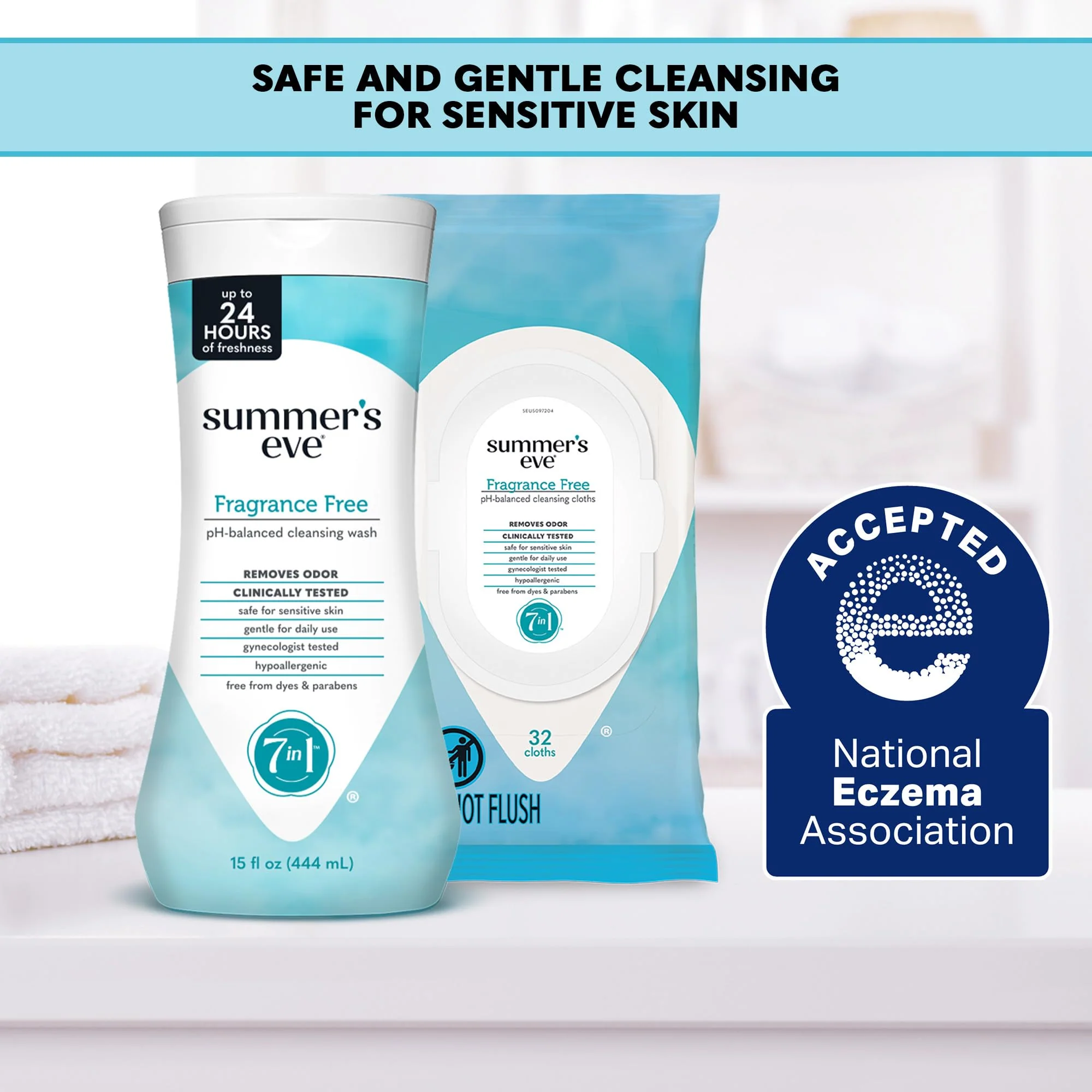 Summer's Eve Fragrance Free All-Over Feminine Wash, Gentle pH-Balanced Body Wash for Women, Removes Vaginal Odor, 15 Fl Oz - Image 3