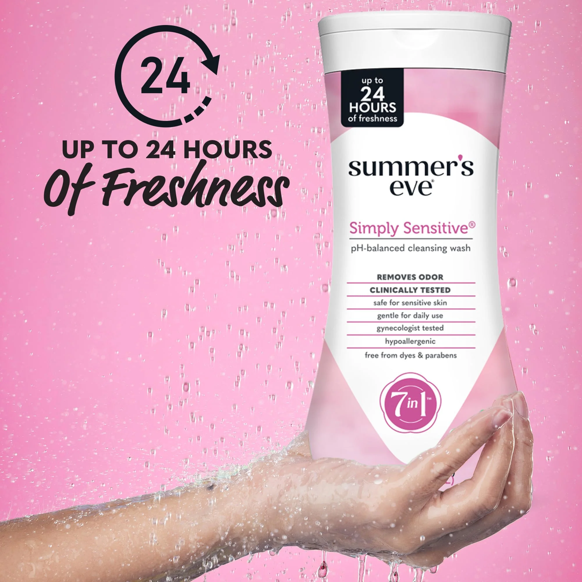 Summer's Eve Simply Sensitive All-Over Daily Feminine Wash, Gentle pH-Balanced Body Wash for Women, Removes Vaginal Odor, 15 Fl Oz - Image 2