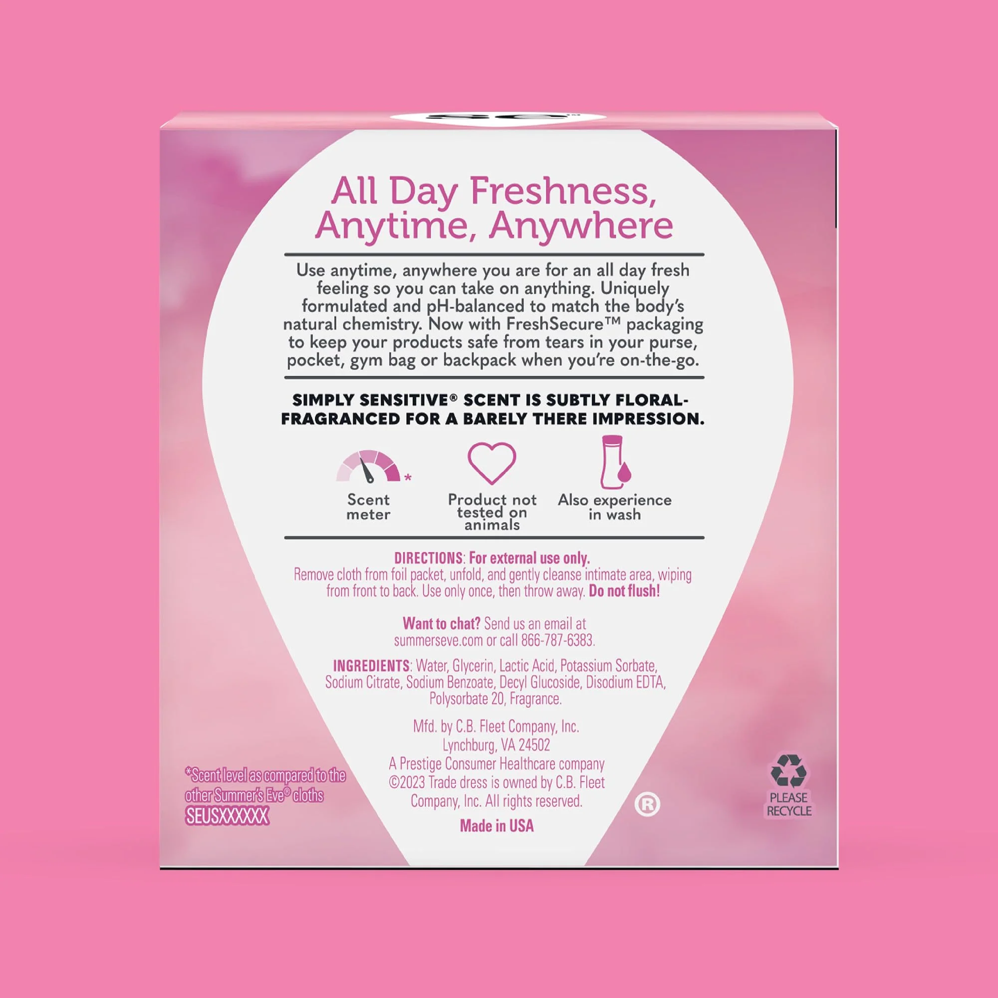 Summer's Eve Simply Sensitive Feminine Wipes, Gentle pH-Balanced Micellar Water Based Formula Helps Control Vaginal Odor, Individually Wrapped Wipes, 12 Count - Image 7
