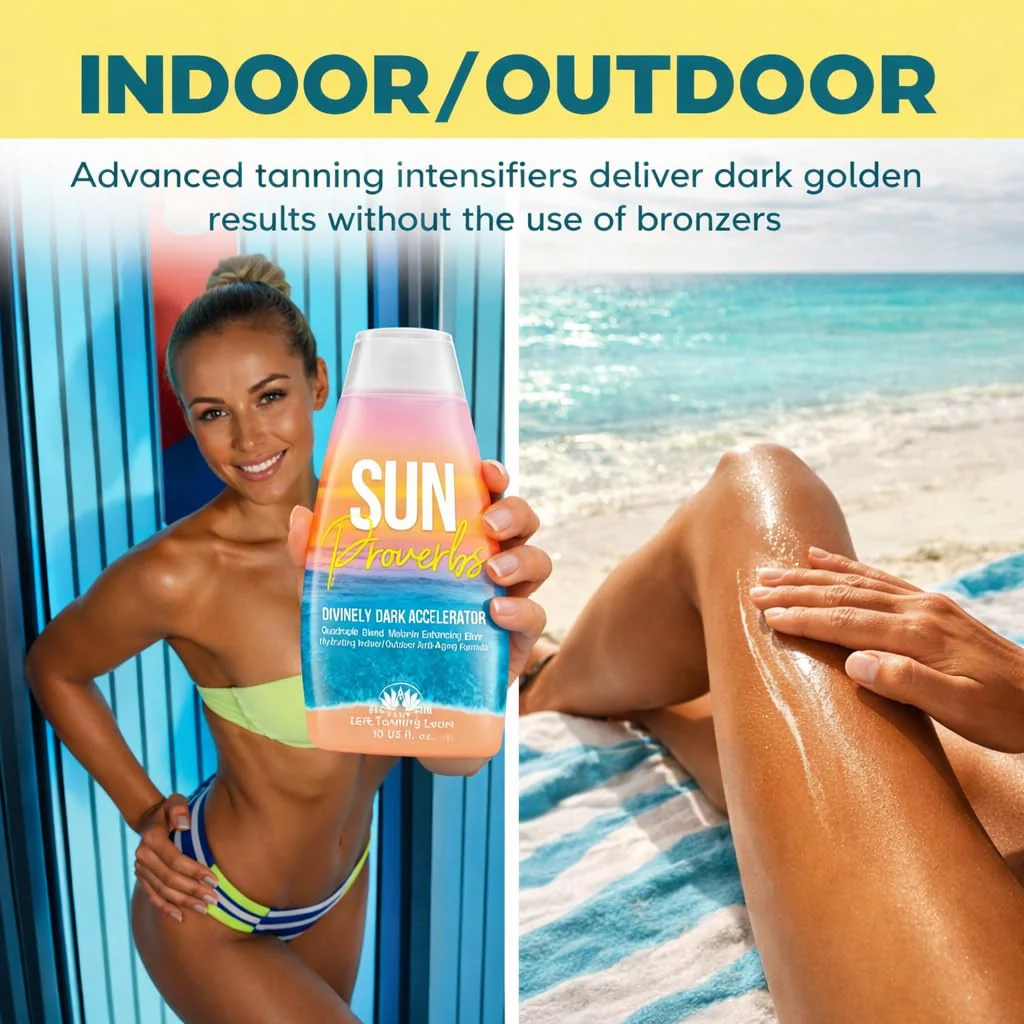 Sun Proverbs, Tanning Bed Lotion, Dark Tan Accelerator, Indoor Outdoor Sun Bathing White Lotion without DHA, Bronzer-Free, Natural Bronzing for Men or Women by Elegant Sun - Image 2