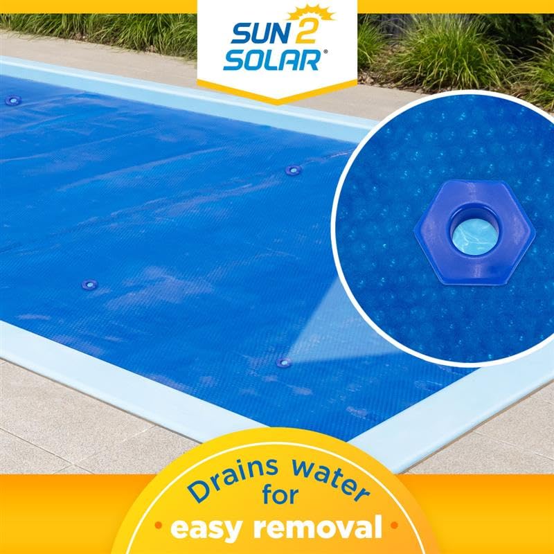 Sun2Solar Blue 15 ft x 30 ft Rectangle Pool Solar Cover | 1600 Series | Heat Retaining Solar Blanket | for Heating Rectangular Inground & Above Ground Swimming Pools | Includes 6 Heavy-Duty Grommets - Image 2