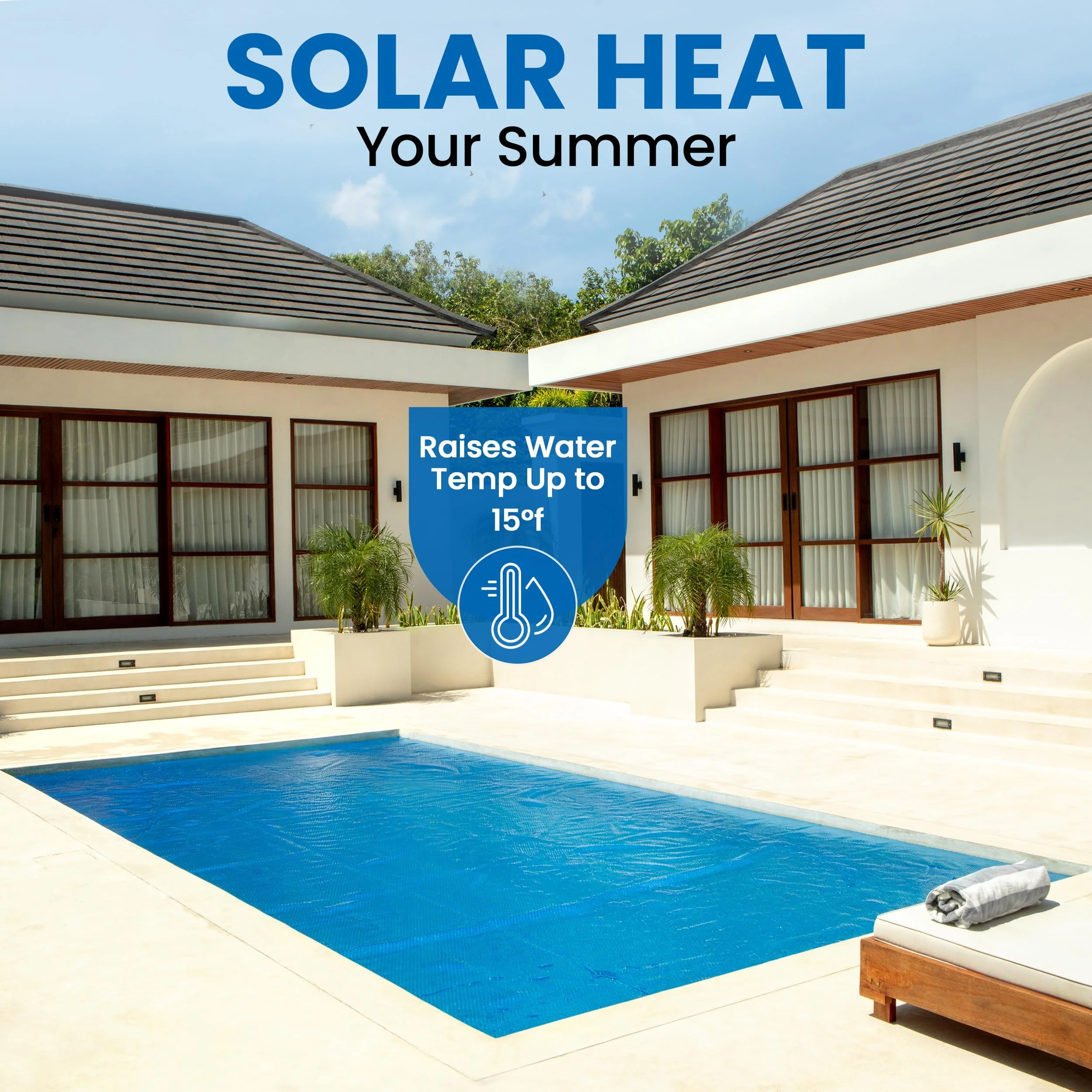 Sun2Solar Solar Pool Cover 16 Mil | 15 x 30 Ft Blue Solar Blanket | Rectangle Swimming Pool Cover | Water Conservation & Debris Protection - Image 2