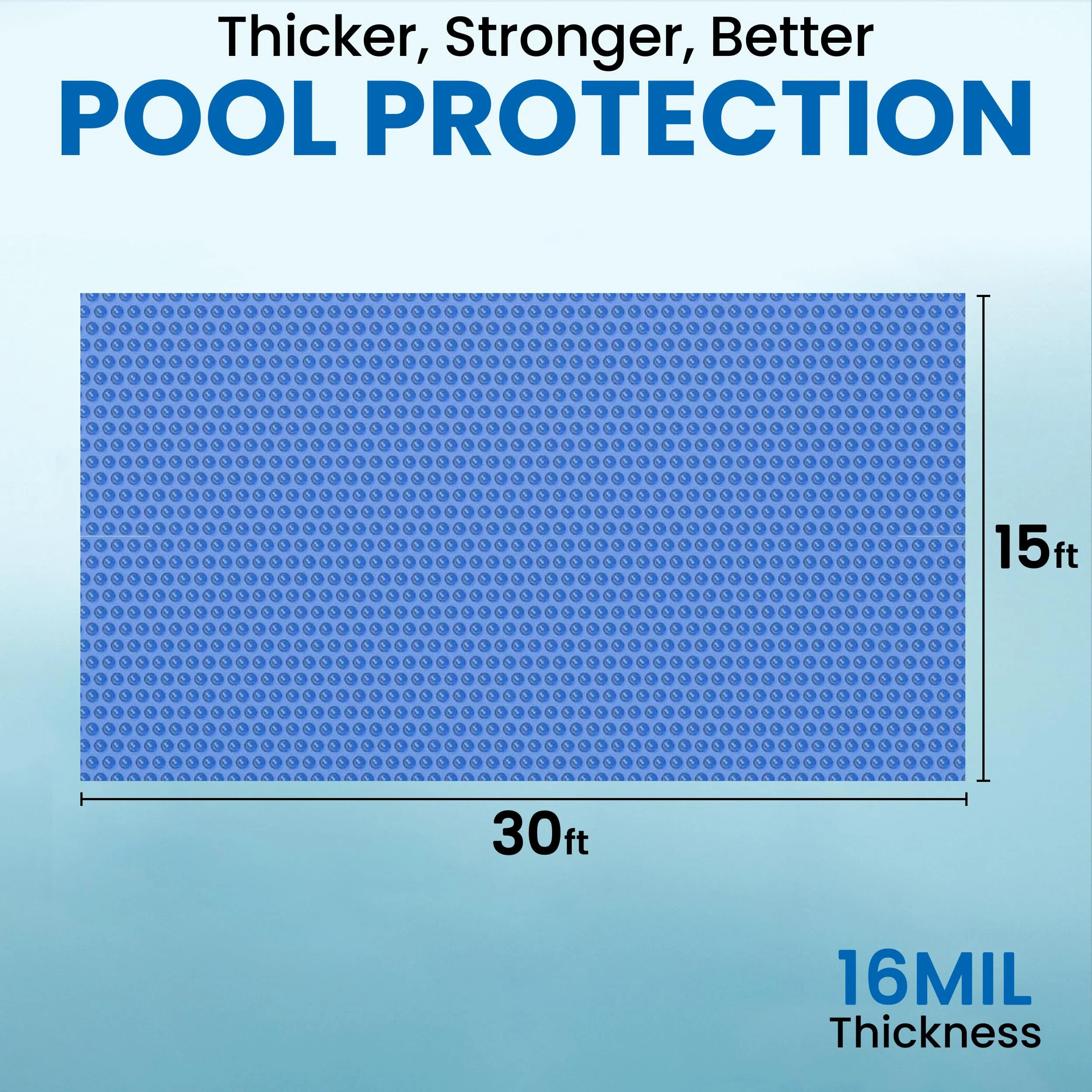 Sun2Solar Solar Pool Cover 16 Mil | 15 x 30 Ft Blue Solar Blanket | Rectangle Swimming Pool Cover | Water Conservation & Debris Protection - Image 6