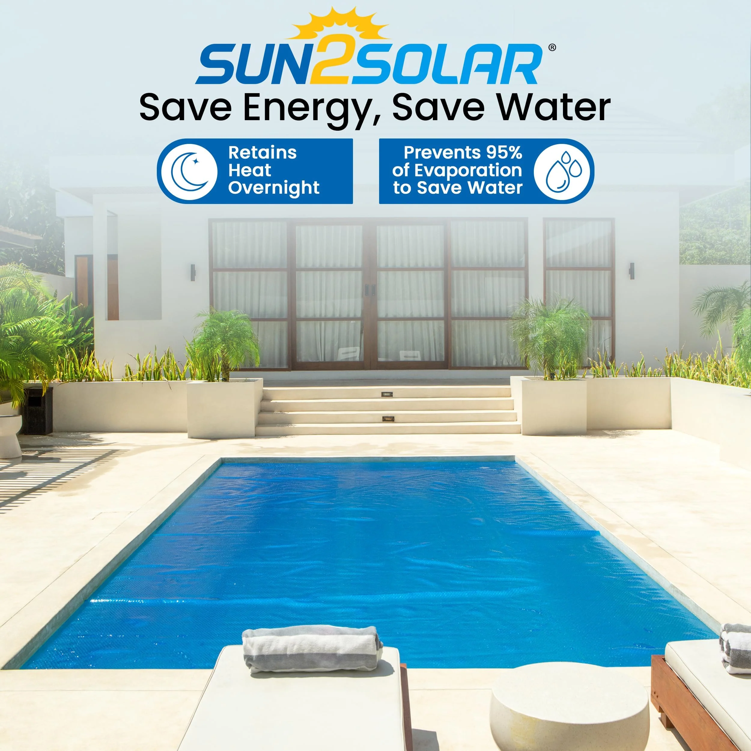 Sun2Solar Solar Pool Cover 16 Mil | 15 x 30 Ft Blue Solar Blanket | Rectangle Swimming Pool Cover | Water Conservation & Debris Protection - Image 7