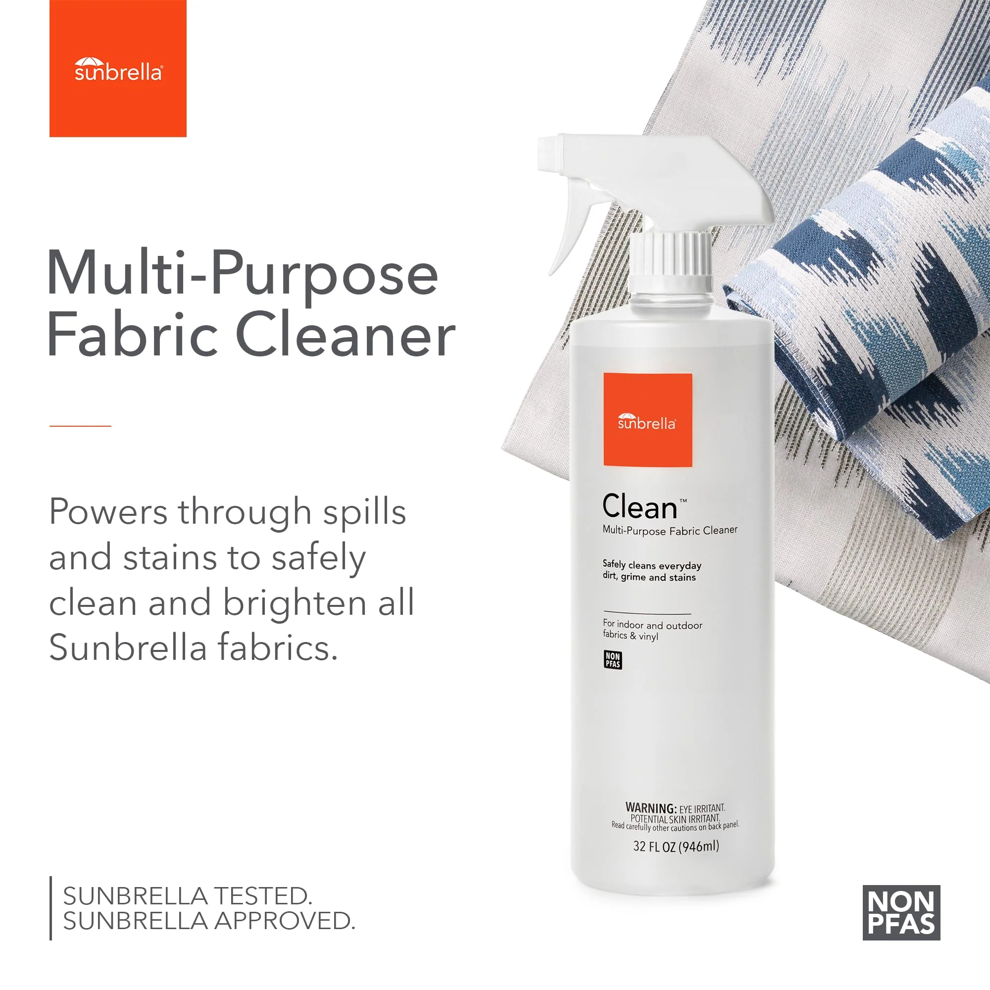 Sunbrella Clean Multi-Purpose Fabric Cleaner | All-in-One Solution for Water-Safe Fabrics and Vinyl | Upholstery Cleaner, Removes Stains & Spills | Non-PFAS | 32 fl oz - Image 9