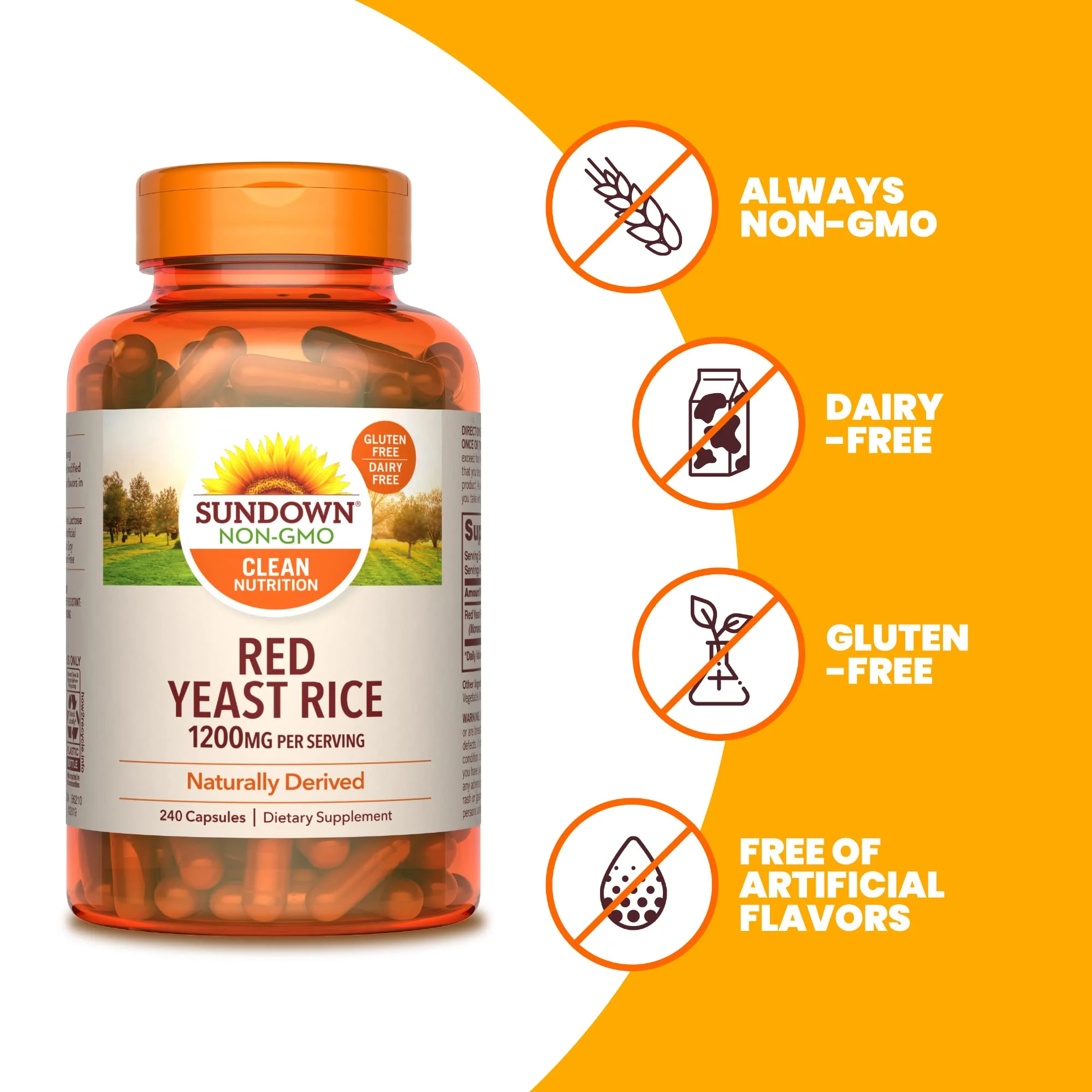 Sundown Red Yeast Rice 1200 mg, 240 Capsules - Image 5