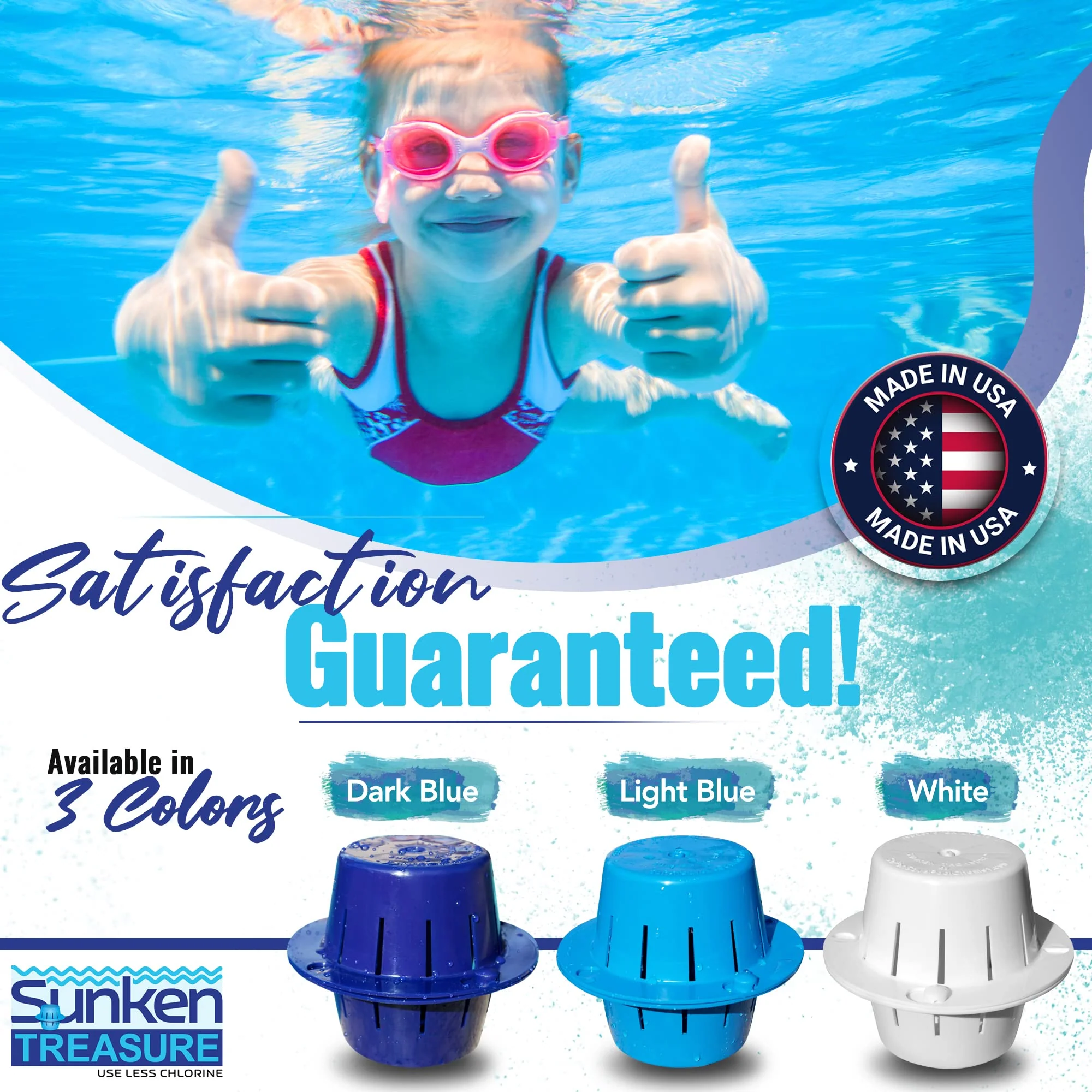 Sunken Treasure - The Original Sinking and Floating Chlorine Dispenser for Pool, Uses Less Chlorine than a Floater, It Sinks - Cleans Water - Floats Back Up, Replaces Pool Chlorine Floater, Light Blue - Image 4