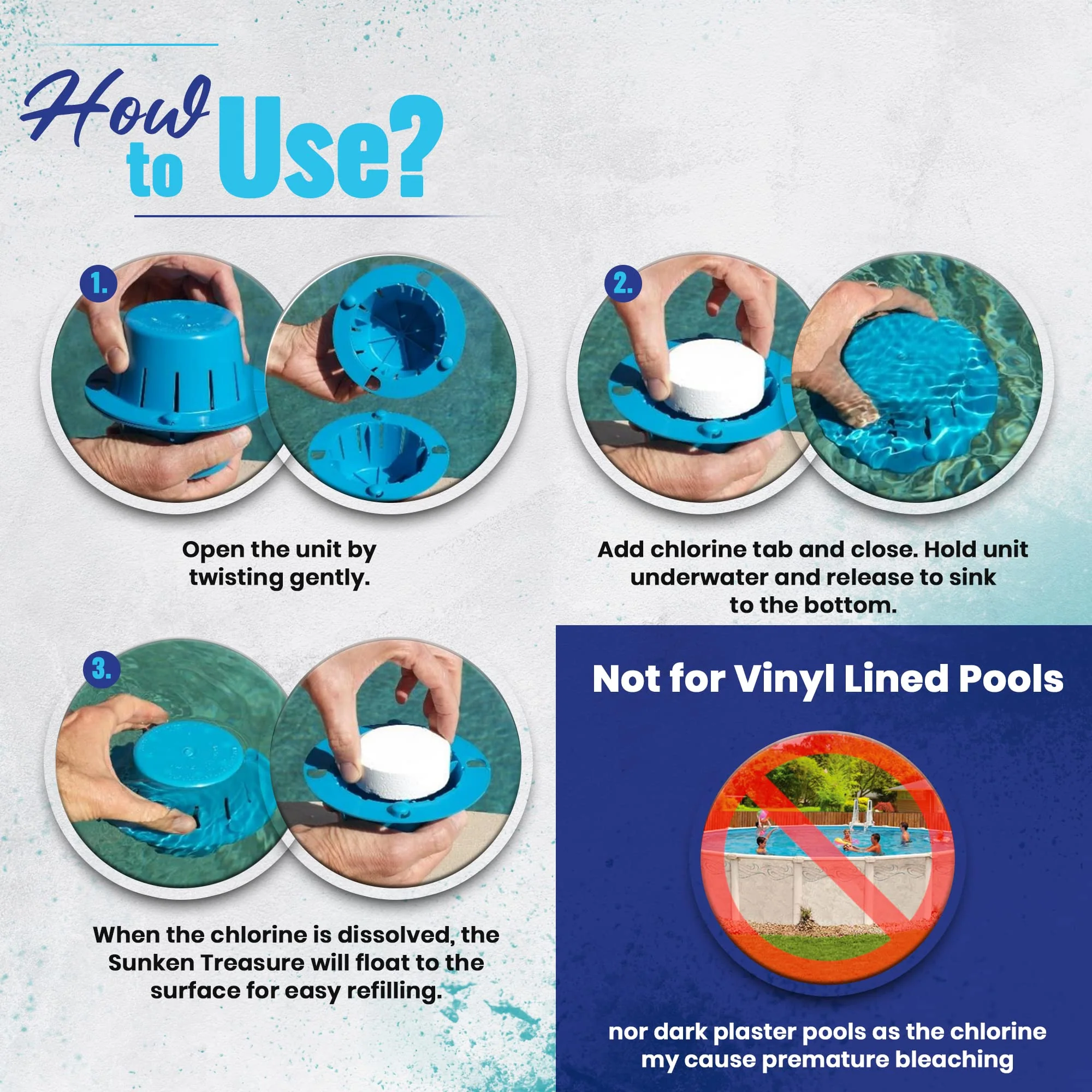 Sunken Treasure - The Original Sinking and Floating Chlorine Dispenser for Pool, Uses Less Chlorine than a Floater, It Sinks - Cleans Water - Floats Back Up, Replaces Pool Chlorine Floater, Light Blue - Image 5