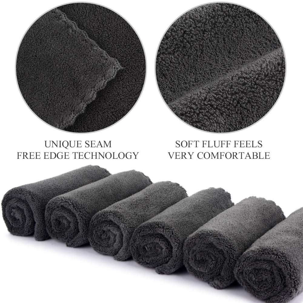 SUNLAND Microfiber Face Cloth Reusable Makeup Remover Facial Cleansing Towel Ultra Soft Face Washcloth 12inchx12inch 12 Pack Dark Grey - Image 4