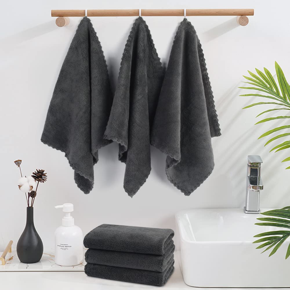 SUNLAND Microfiber Face Cloth Reusable Makeup Remover Facial Cleansing Towel Ultra Soft Face Washcloth 12inchx12inch 12 Pack Dark Grey - Image 6