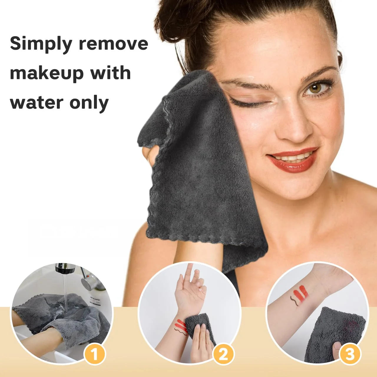 SUNLAND Microfiber Face Cloth Reusable Makeup Remover Facial Cleansing Towel Ultra Soft Face Washcloth 12inchx12inch 12 Pack Dark Grey - Image 8