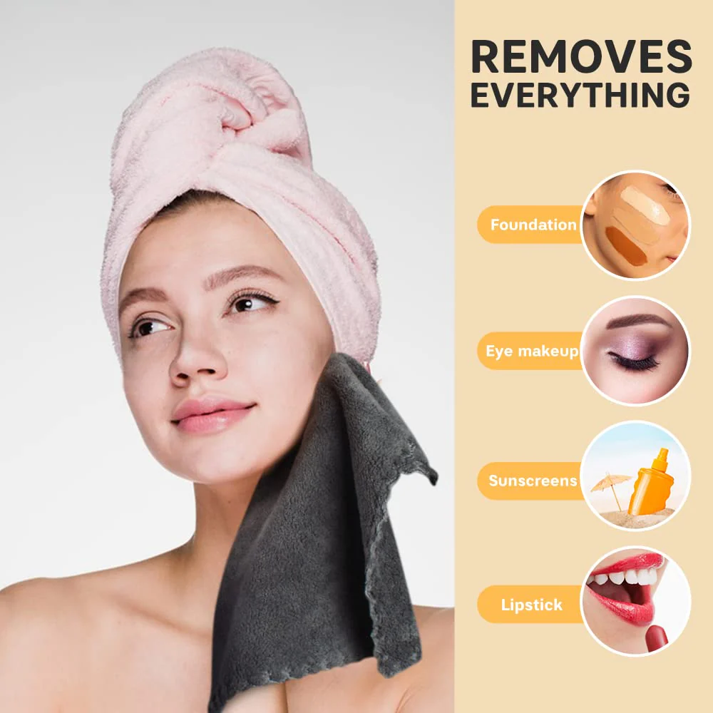 SUNLAND Microfiber Face Cloth Reusable Makeup Remover Facial Cleansing Towel Ultra Soft Face Washcloth 12inchx12inch 12 Pack Dark Grey - Image 9
