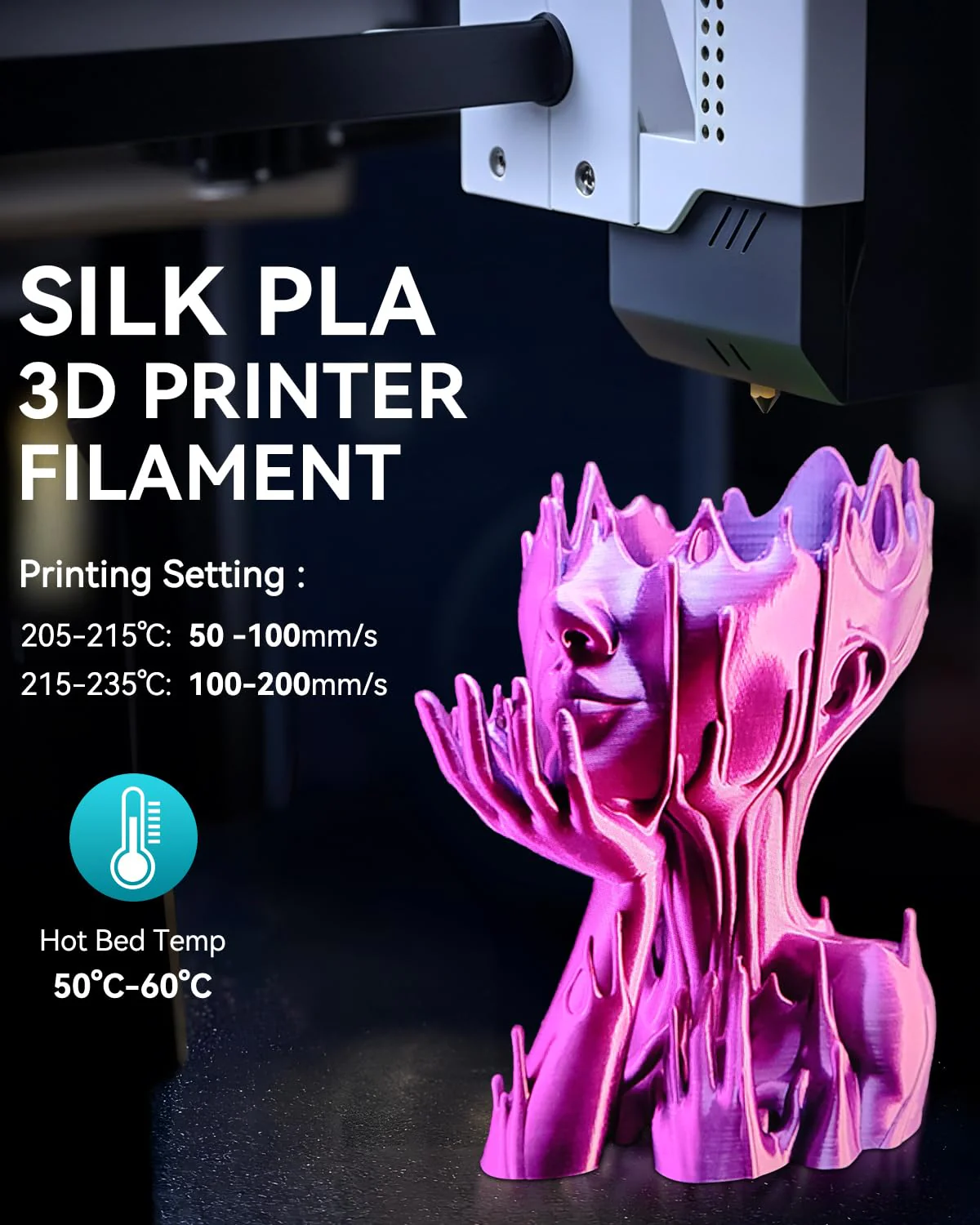 SUNLU 3D Printer Filament Bundle, PLA+ Silk Filament Multicolor 1.75mm, Individually Vacuum Packed, 250G Spool, 8 Rolls, 2kg in Total, Light Gold+Silver+Purple+Red+Orange+Yellow+Pink+Bronze - Image 4