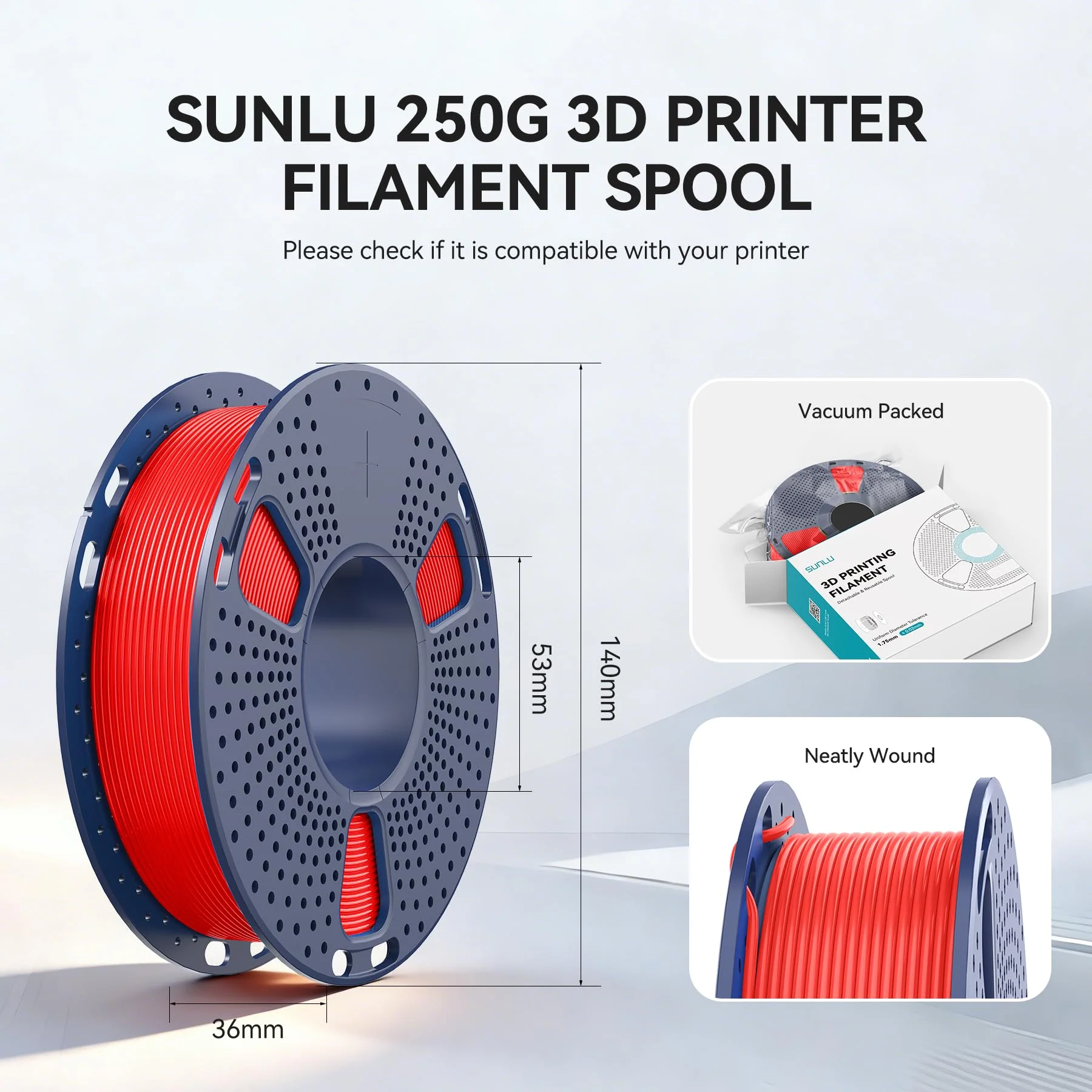 SUNLU 3D Printer Filament Bundle, PLA+ Silk Filament Multicolor 1.75mm, Individually Vacuum Packed, 250G Spool, 8 Rolls, 2kg in Total, Light Gold+Silver+Purple+Red+Orange+Yellow+Pink+Bronze - Image 9