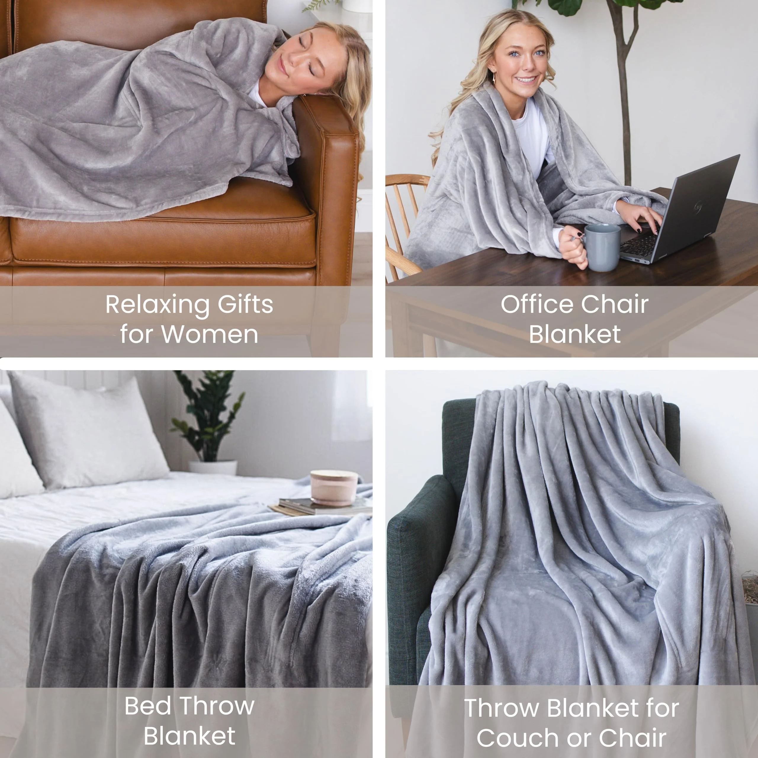 Super Blanky Wearable Blankets for Women, Adult Wearable Blanket Men, Christmas Gifts for Women, Comfy Girlfriend Birthday Gifts for Her, Wife Birthday Gift Ideas, Blanket With Sleeves - Light Gray - Image 5