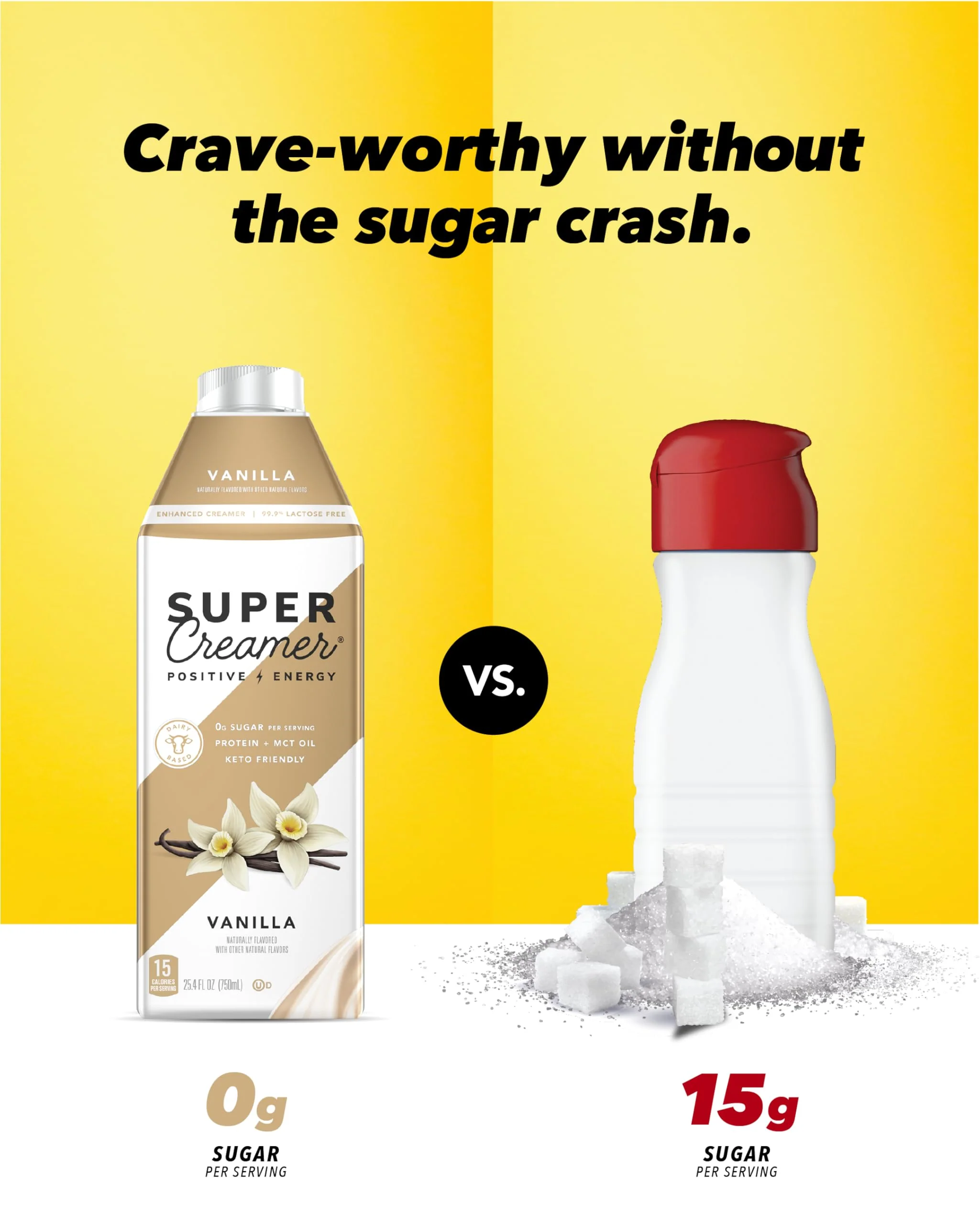SUPER COFFEE Creamer | SugarFree | 25.4 Fl Oz, Pack of 6 | Keto Coffee Creamer | 0g Sugar, 1g Protein, 15 Calories | Vanilla - Image 4