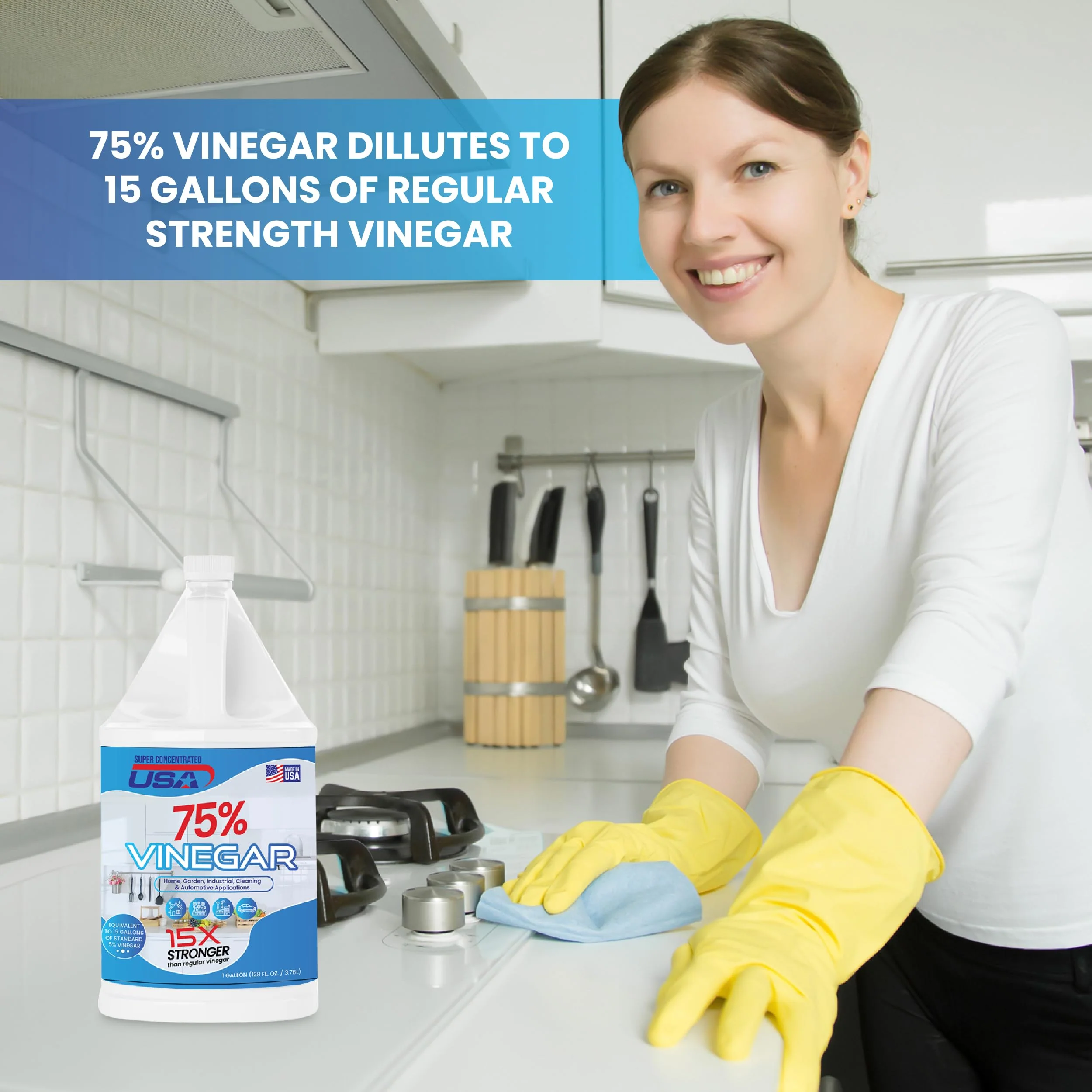 Super Concentrated USA Pure Vinegar - Industrial Cleaning Vinegar - 1 Gallon Concentrated Cleaner (75% 1 Gallon) - Image 5