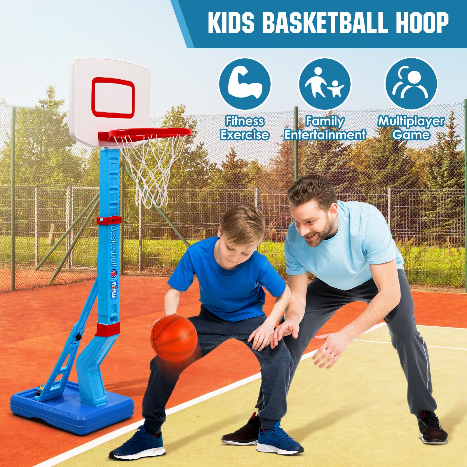 SUPER JOY Toddler Basketball Hoop - Height Adjustable Kids Basketball Hoops for Indoor & Outdoor Play - Portable Mini Basketball Goal for Poolside- Game Sport Toys for Boys & Girls Age 1 2 3 4 5 - Image 3
