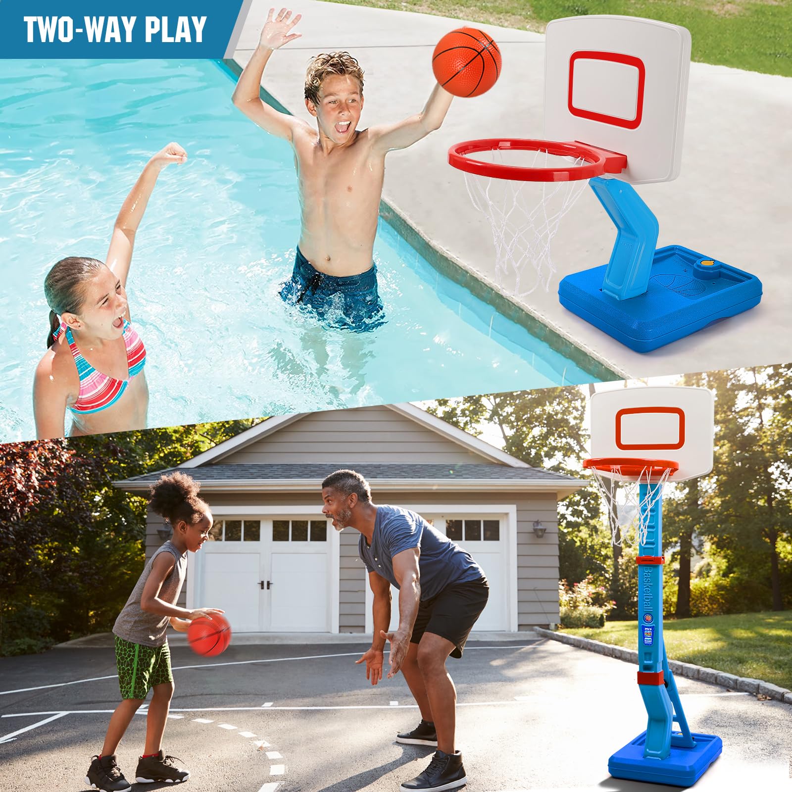 SUPER JOY Toddler Basketball Hoop - Height Adjustable Kids Basketball Hoops for Indoor & Outdoor Play - Portable Mini Basketball Goal for Poolside- Game Sport Toys for Boys & Girls Age 1 2 3 4 5 - Image 5