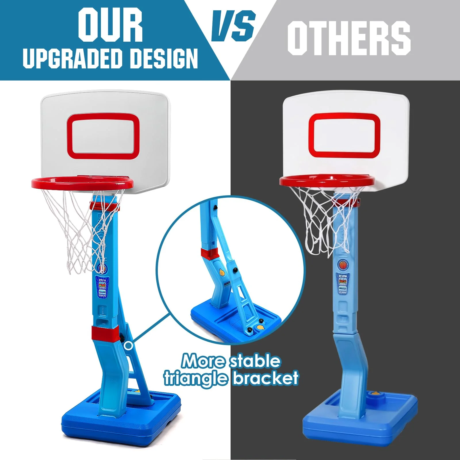 SUPER JOY Toddler Basketball Hoop - Height Adjustable Kids Basketball Hoops for Indoor & Outdoor Play - Portable Mini Basketball Goal for Poolside- Game Sport Toys for Boys & Girls Age 1 2 3 4 5 - Image 7